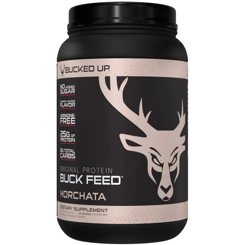 Bucked Up Buck Feed Protein Horchata * 30 Serving Tub with Whey Protein Isolate and Deer Antler Velvet Powder