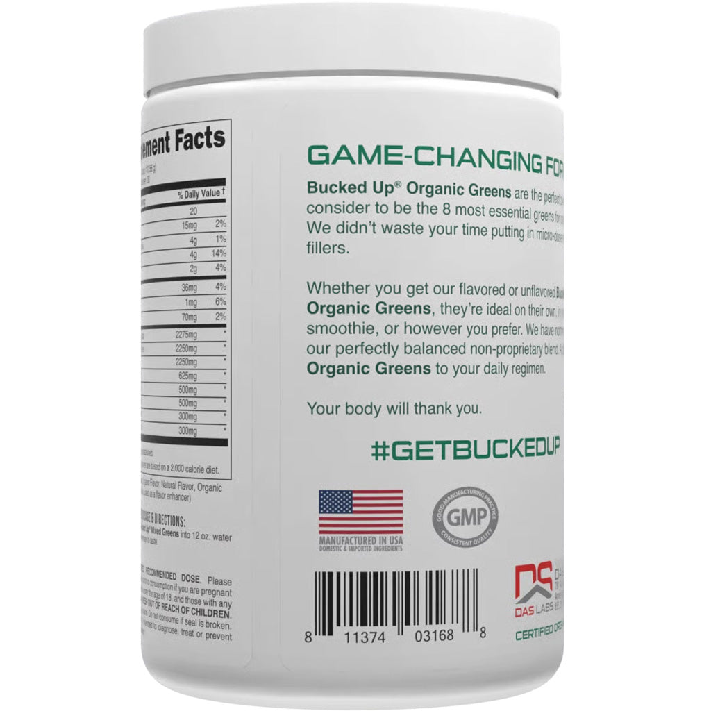Bucked Up Organic Greens Mixed Berry - 30 Serving Tub for Daily Wellness and Digestive Support