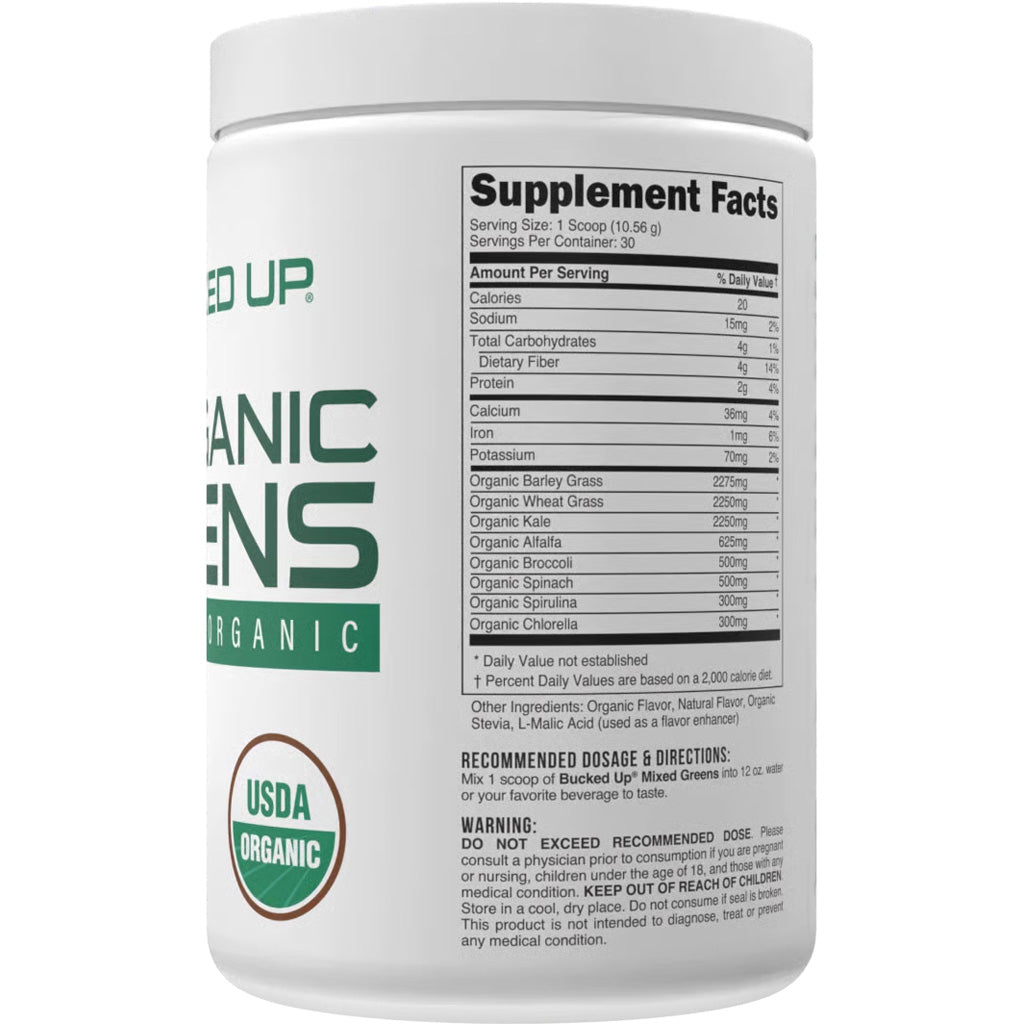 Bucked Up Organic Greens Mixed Berry - 30 Serving Tub for Daily Wellness and Digestive Support