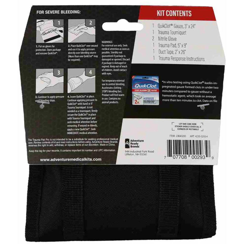 Adventure Medical Trauma Pak Pro QuikClot & Tourniquet for Emergency First Aid