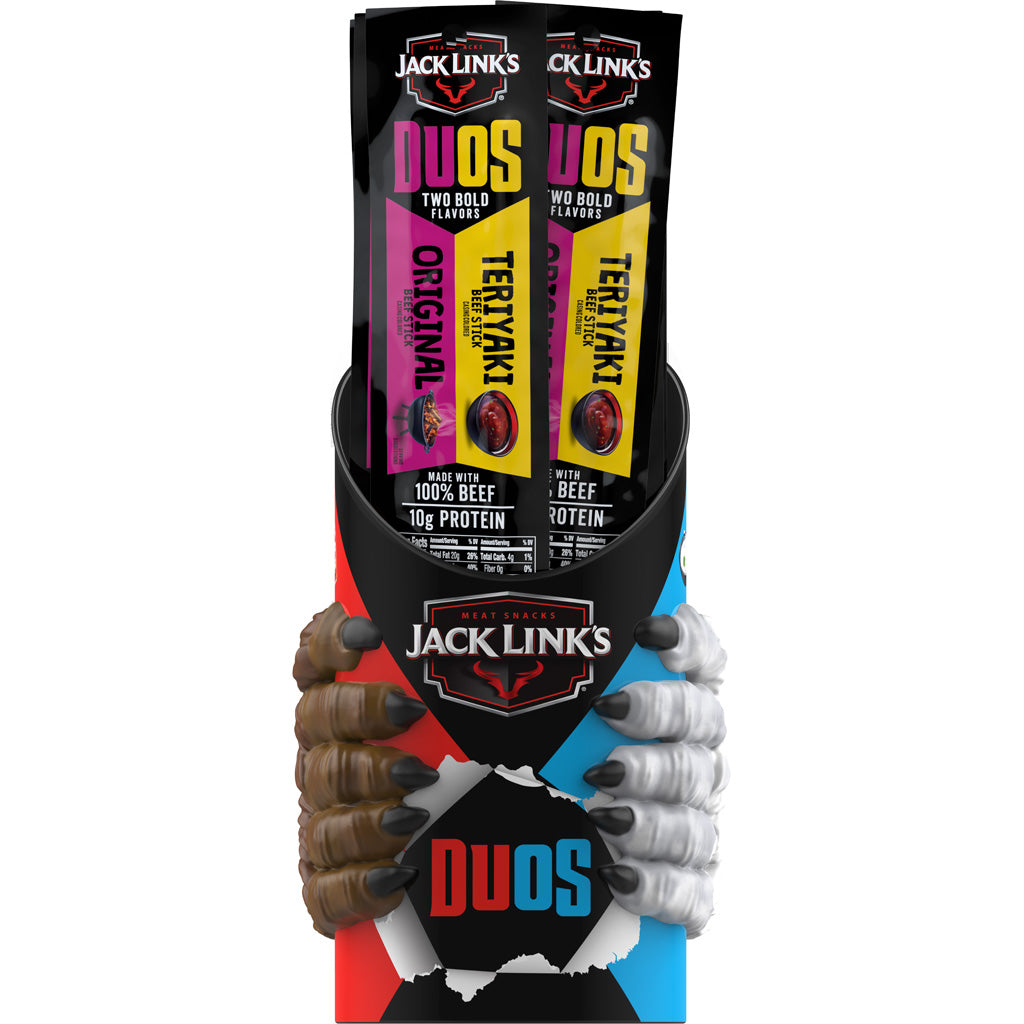Jack Links 1.84oz Beef Stick Duos Mug Display 40ct Orig & Teriyaki