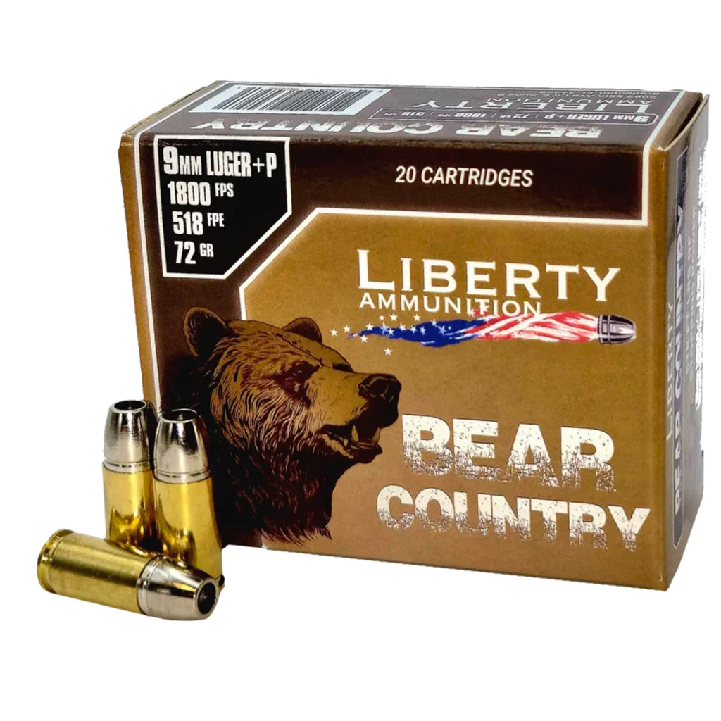Liberty Bear Country Pistol Ammo 9mm +P 72 gr. 20 rd.