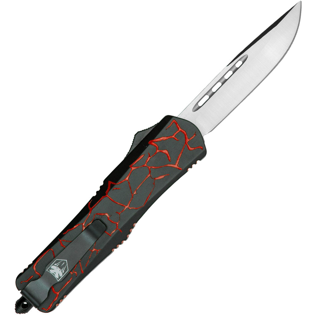 CobraTec Medium FS-3 Cerakote OTF Knife Dual Action OTF Fractured Black/Red