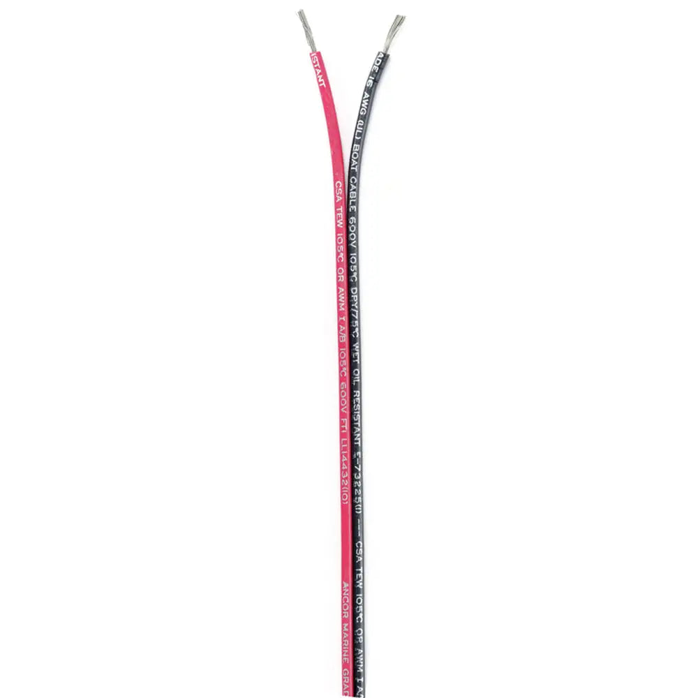 Ancor Ribbon Bonded Cable - 16/2 AWG - Red/Black - Flat - 500&