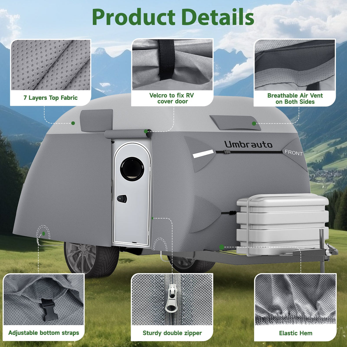 Umbrauto 7 Layers Teardrop Travel Trailer Cover