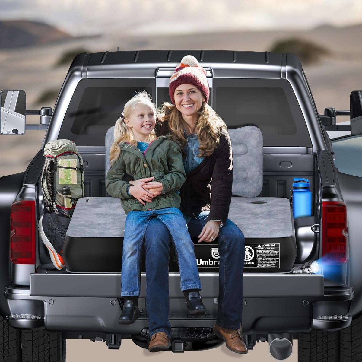 Umbrauto 5.5-6.5 ft Square Truck Bed Air Mattress with Wireless Rechargeable Pump Inflatable Full Size Pickup Air Mattress