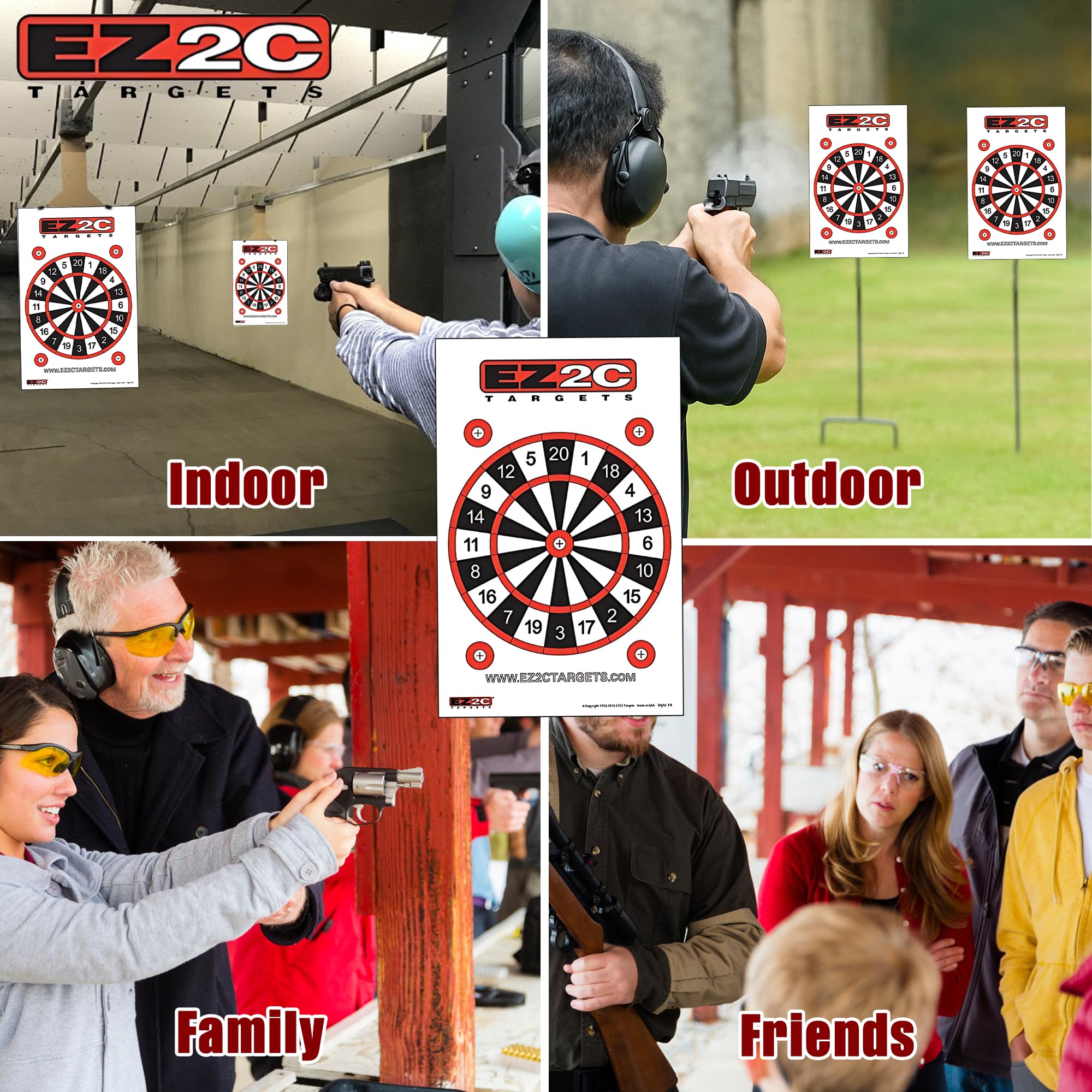 EZ2C Four Fun Game Styles: Paper Targets Shooting Range 11"x17" USA MADE