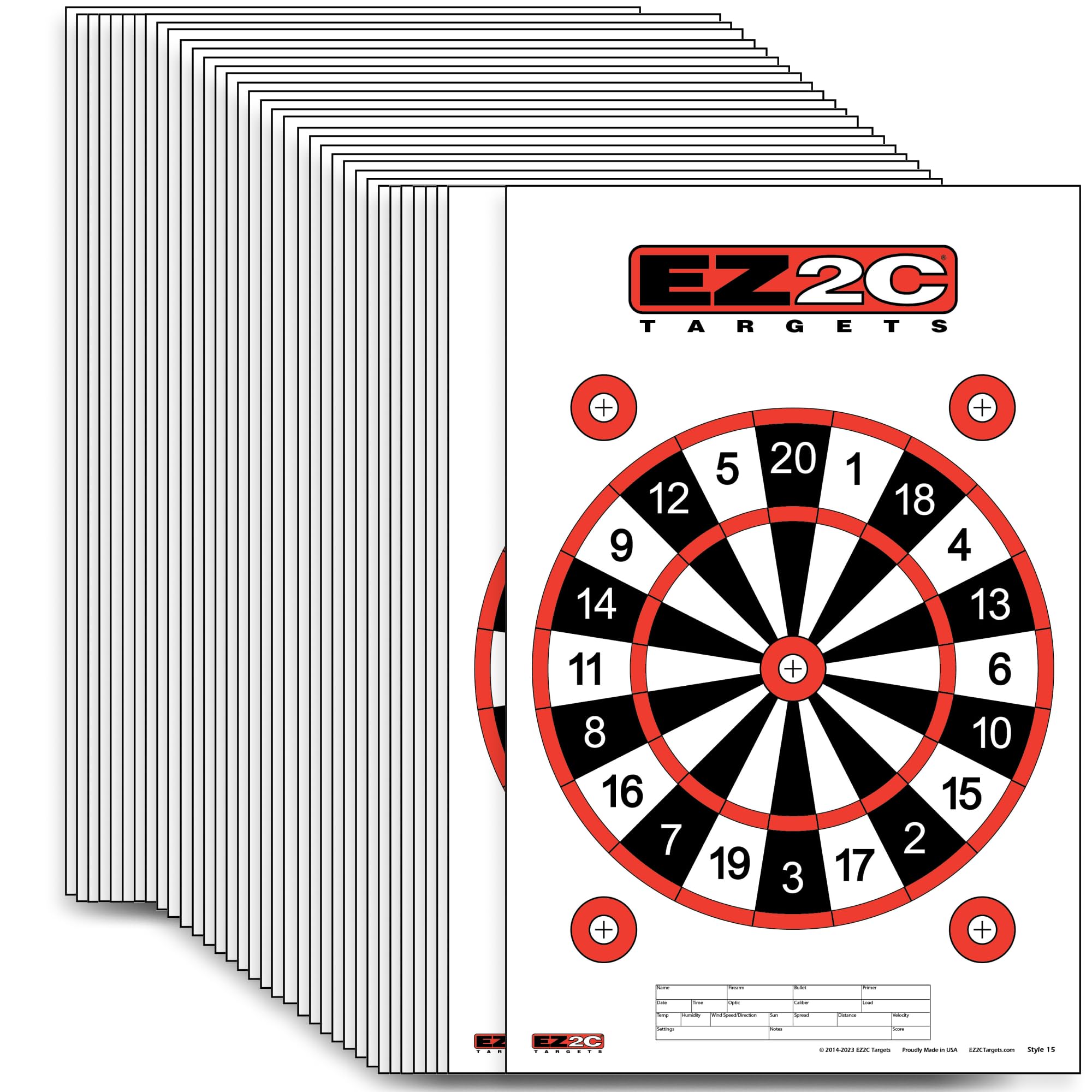 EZ2C Four Fun Game Styles: Paper Targets Shooting Range 11"x17" USA MADE