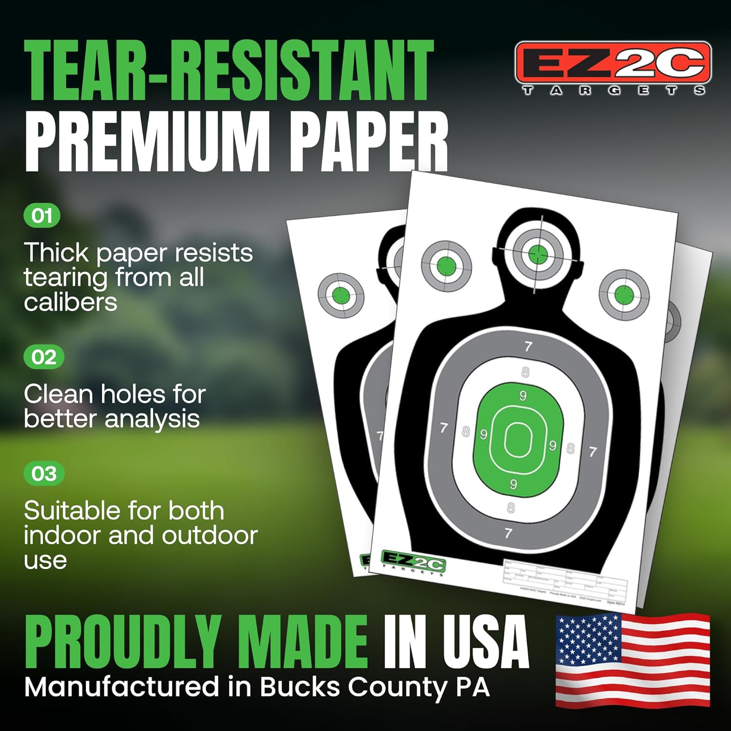 EZ2C RD11 Silhouette 12"x18" Paper Shooting Target Made in USA