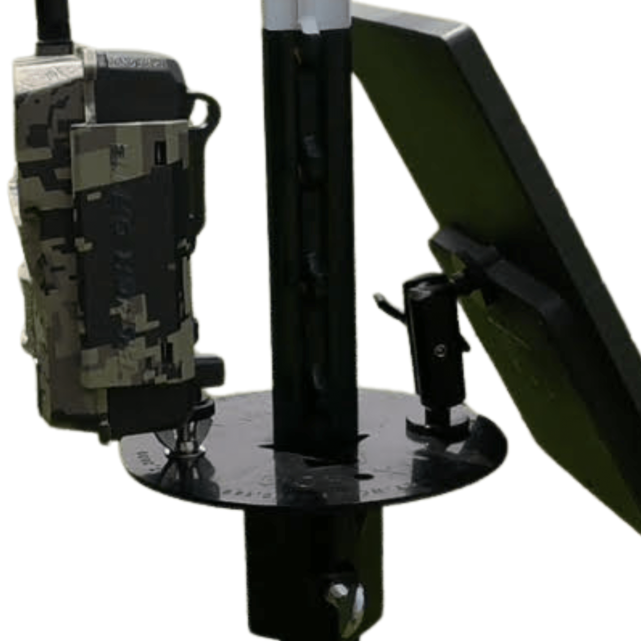 Patented T-Post Trail Camera & Solar Panel Mount — 1 Articulating Arm