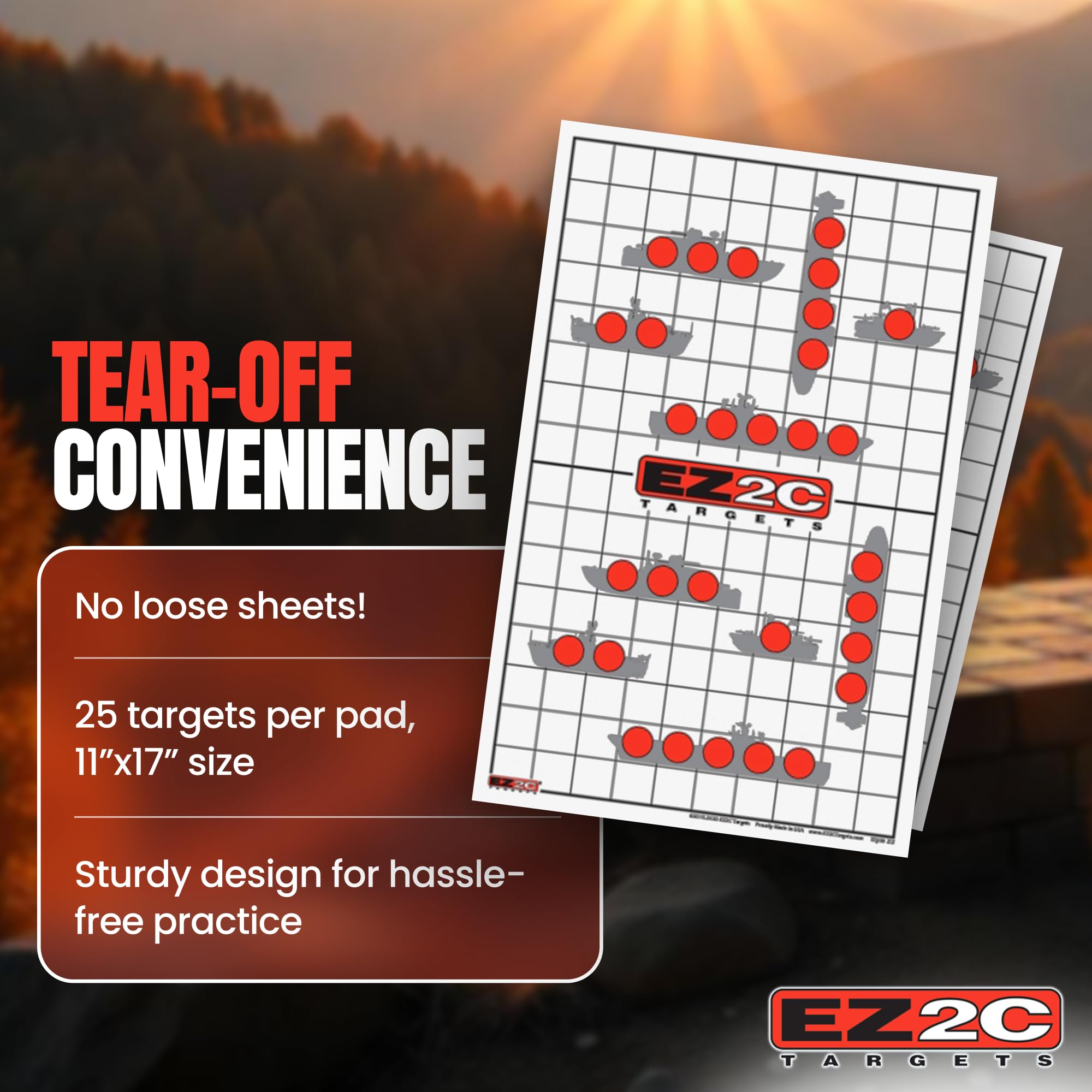 EZ2C Four Fun Game Styles: Paper Targets Shooting Range 11"x17" USA MADE