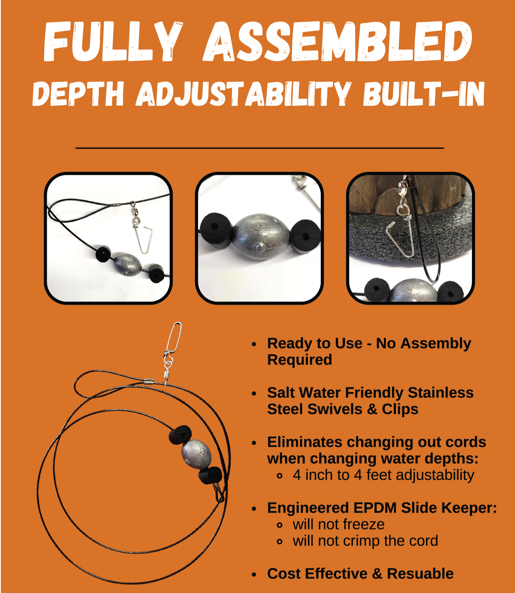Adjustable Depth Texas Rig (6 Pack)