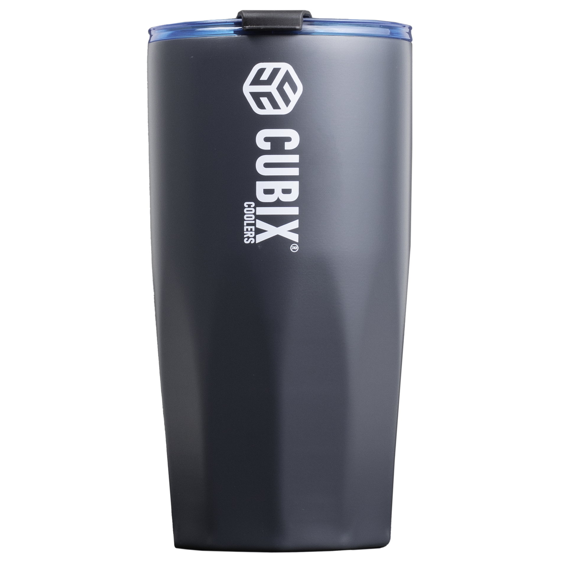 Cubix Outdoors 20oz Steel Insulated Tumbler with Dual-Function Lid-Charcoal w/ Blue Lid