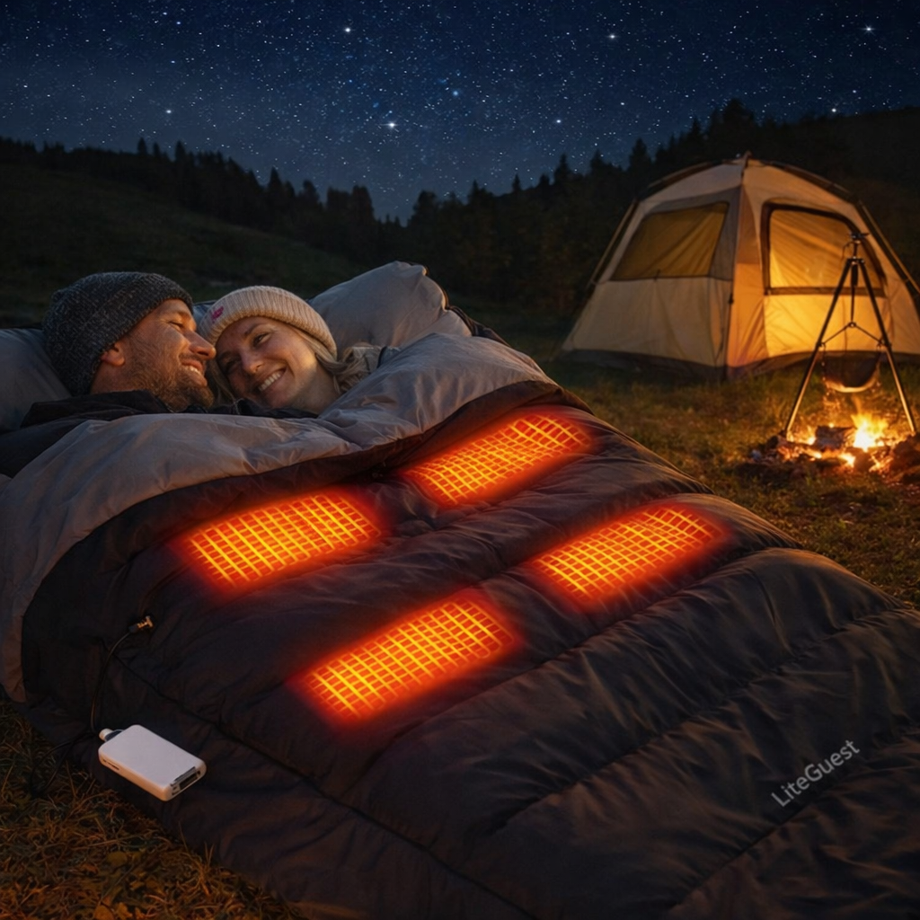 LITEGUEST USB Heated Double Sleeping Bag – Warm Comfort for Camping