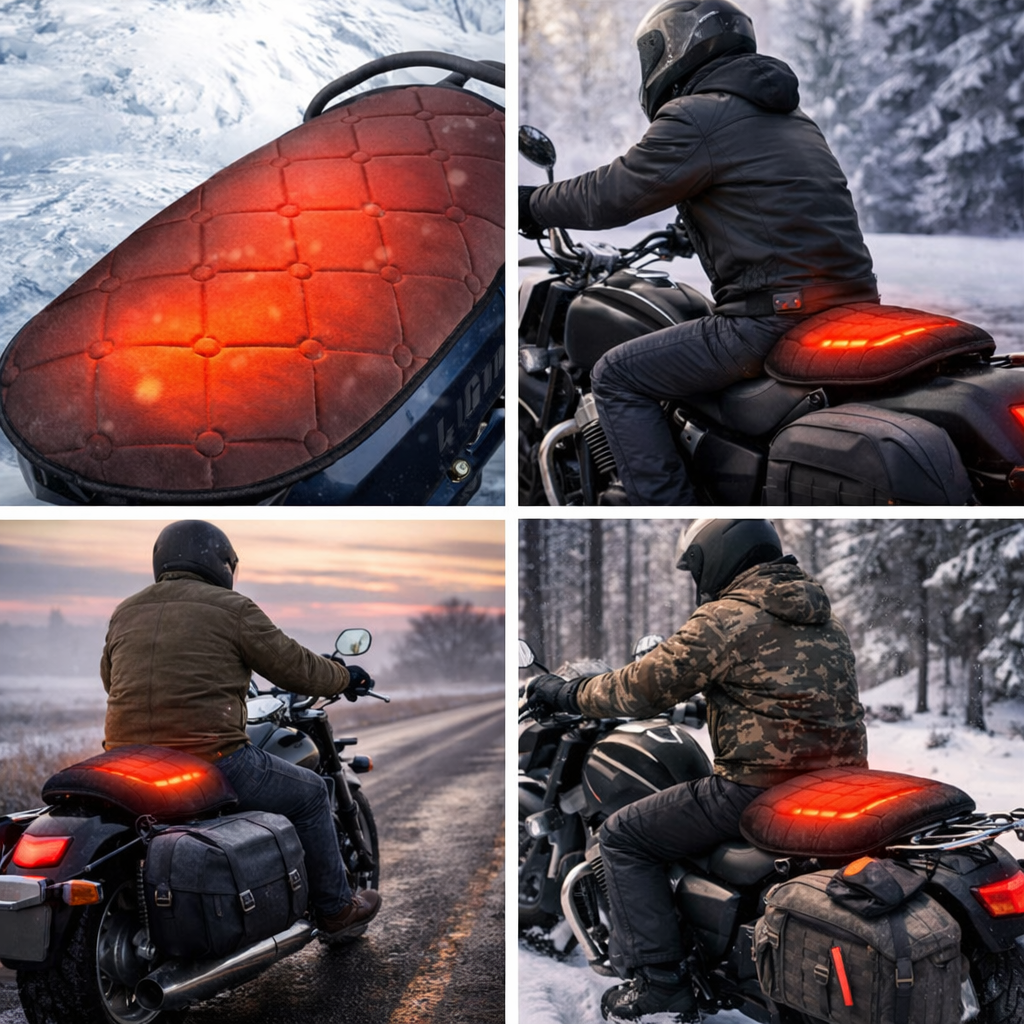 LITEGUEST Heated Motorcycle Seat Cover for Cold Weather Riding