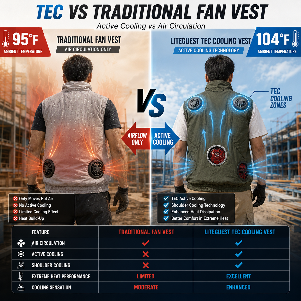 LITEGUEST Wearable Cooling Vest – TEC + Turbo Fan Active Cooling