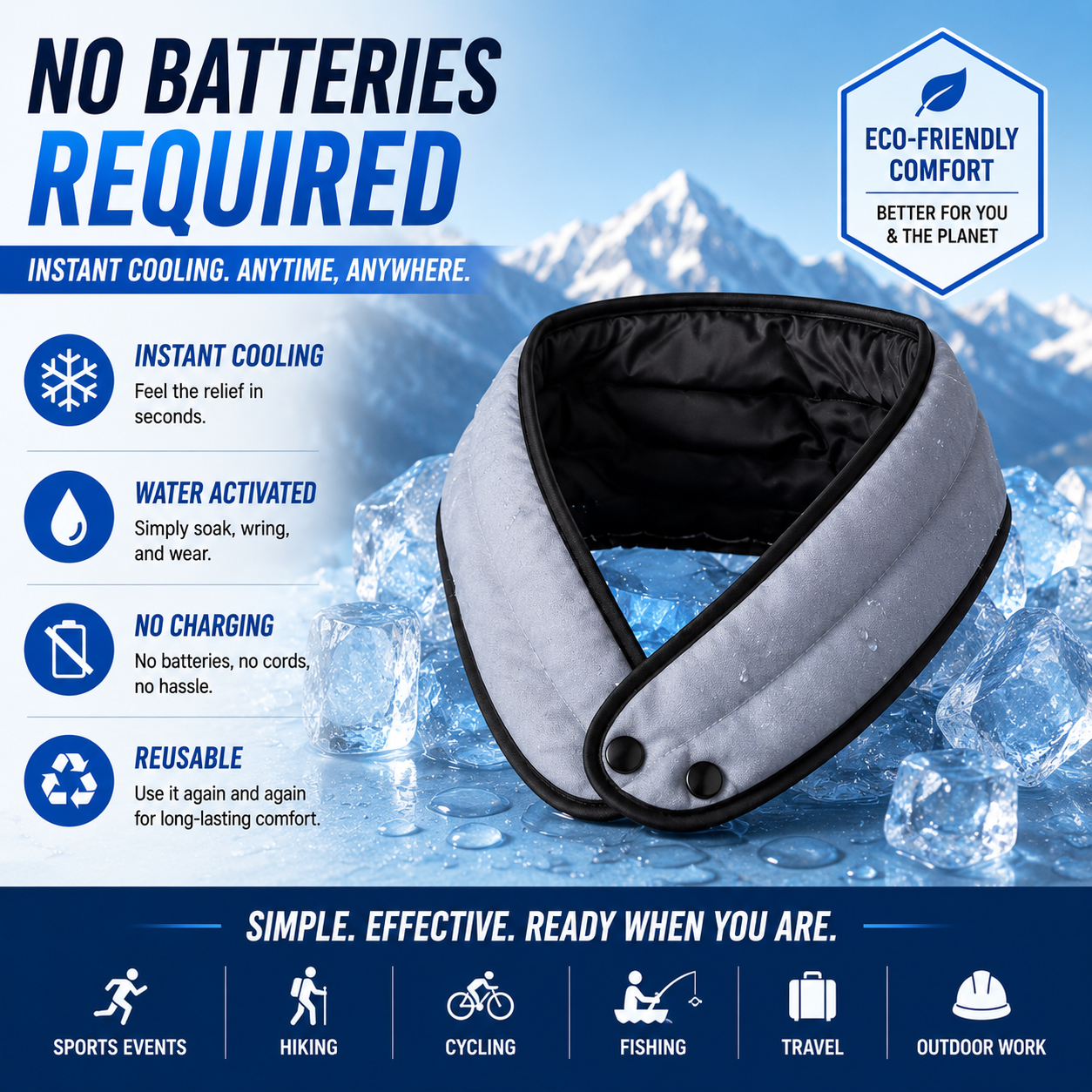 LITEGUEST Instant Cooling Neck Wrap | Water Activated Cooling Relief