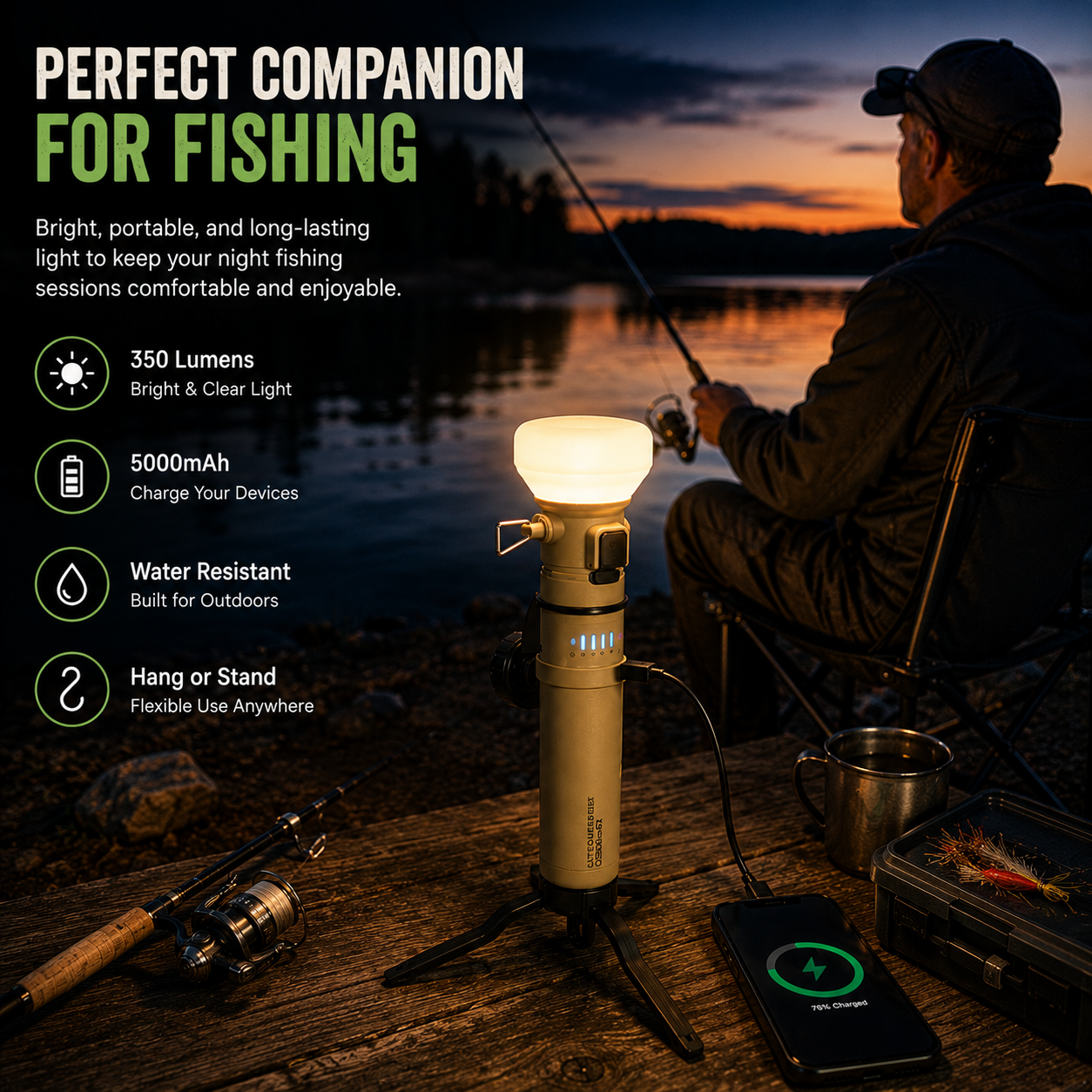 LITEGUEST 2-in-1 Camping Lantern & 5000mAh Power Bank
