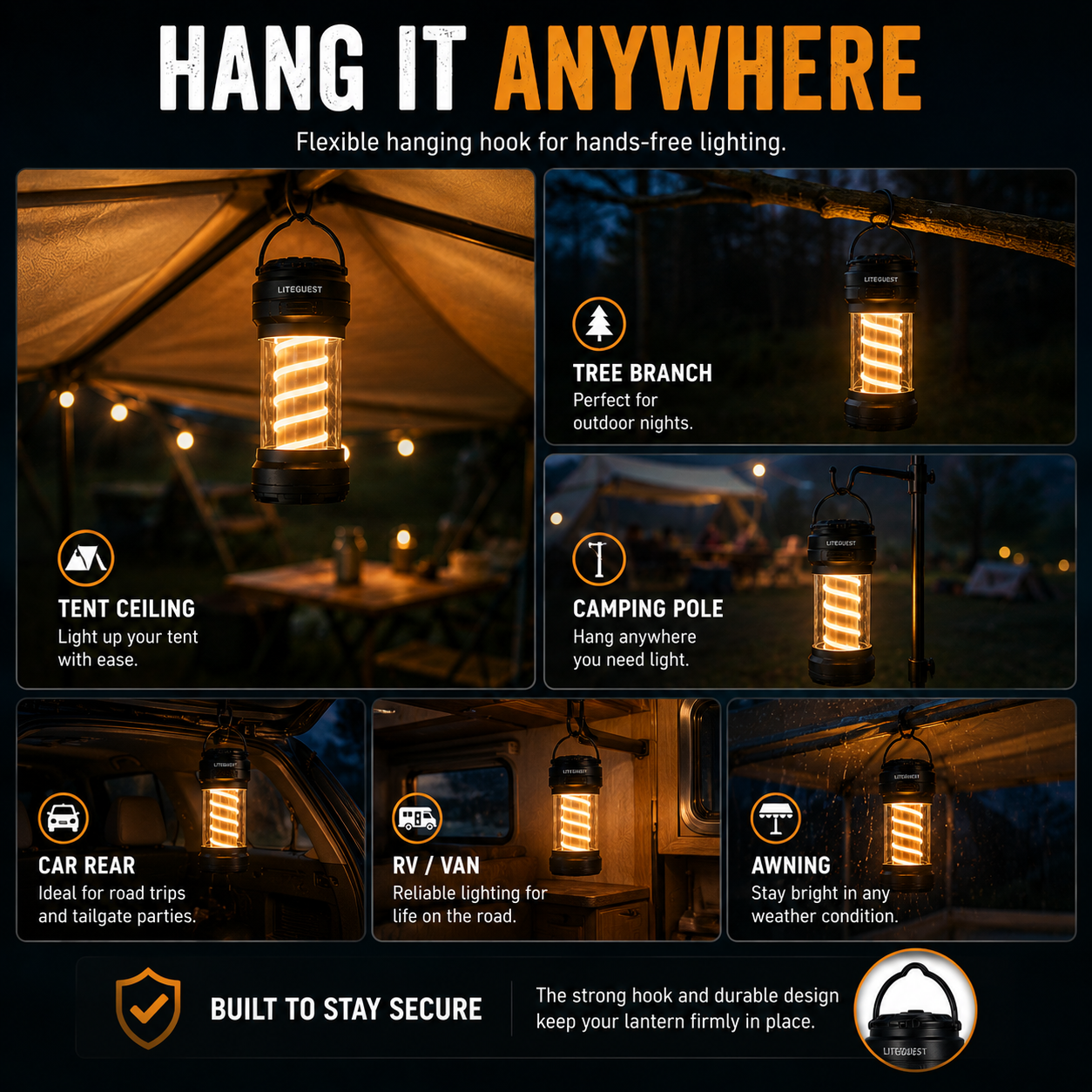 LITEGUEST Portable Camping Lantern – Rechargeable LED Tent Light