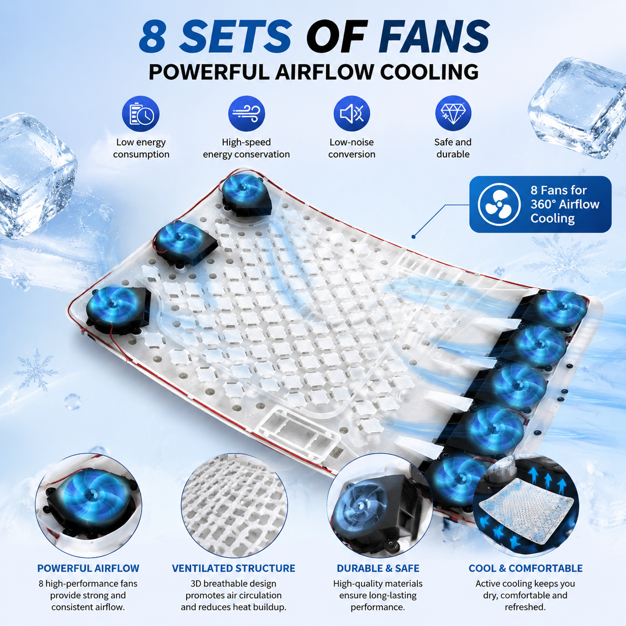 LITEGUEST Ventilated Cooling Seat Cushion | Outdoor USB Airflow Comfort