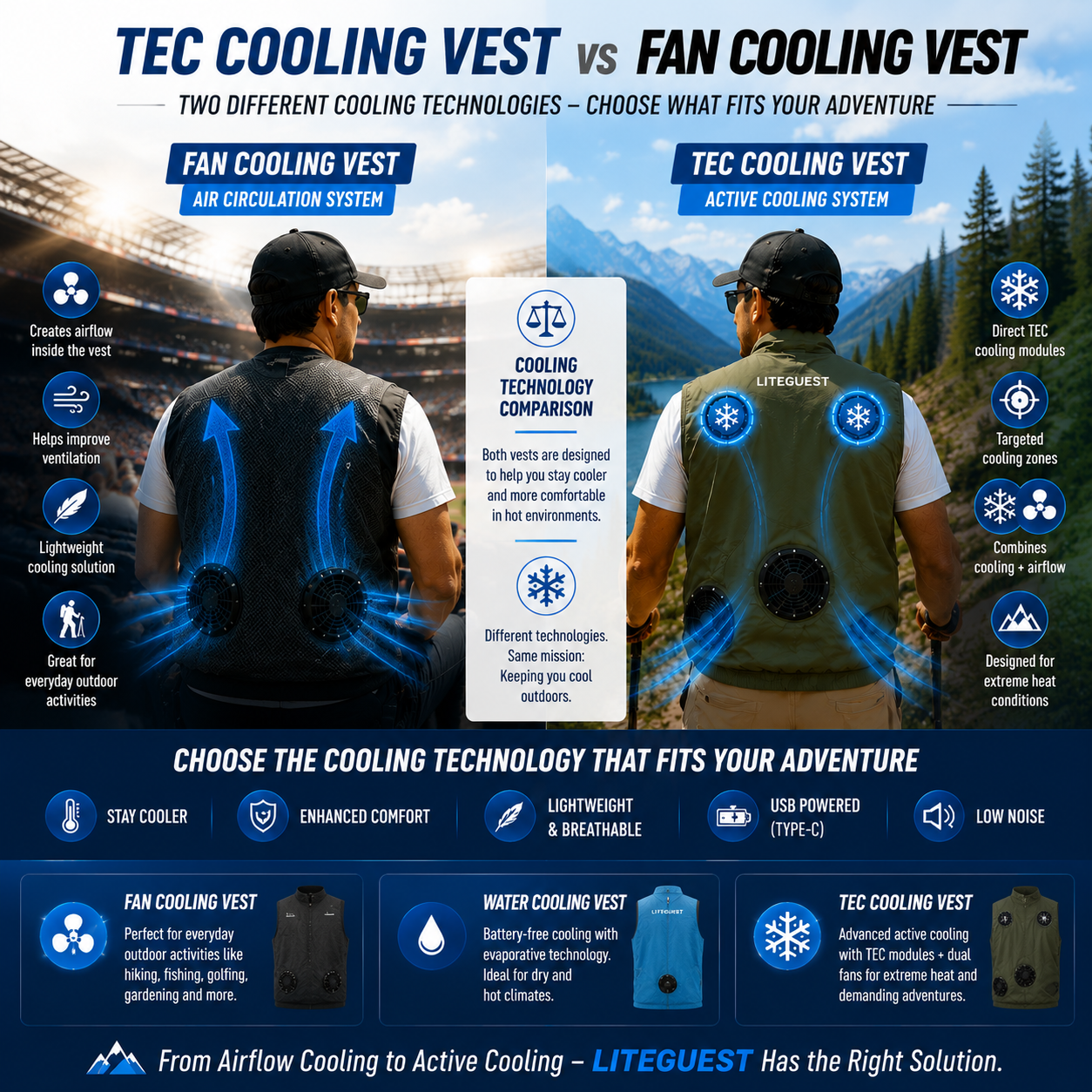 LITEGUEST TEC Cooling Vest | Advanced Active Cooling with Dual Fans