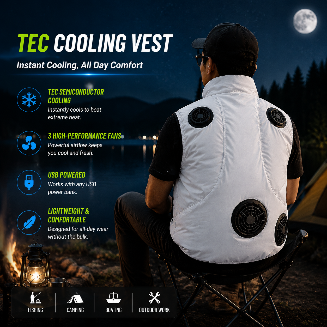 LITEGUEST TEC Cooling Vest | Advanced Active Cooling with Dual Fans