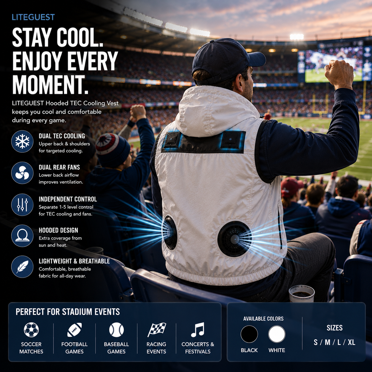 LITEGUEST Hooded TEC Cooling Vest – Dual Semiconductor Cooling