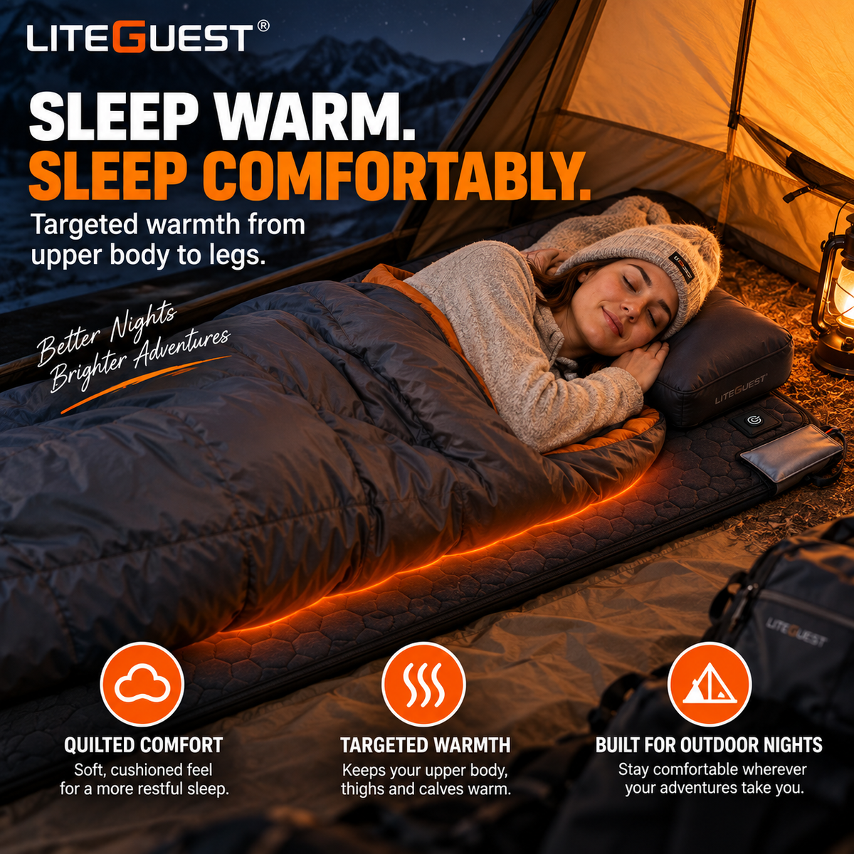LITEGUEST 7-Zone USB Heated Sleeping Mat | Camping Sleeping Pad