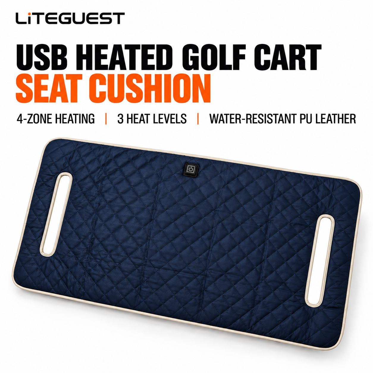 LITEGUEST Heated Golf Cart Seat Cushion | USB Heated Golf Seat Pad