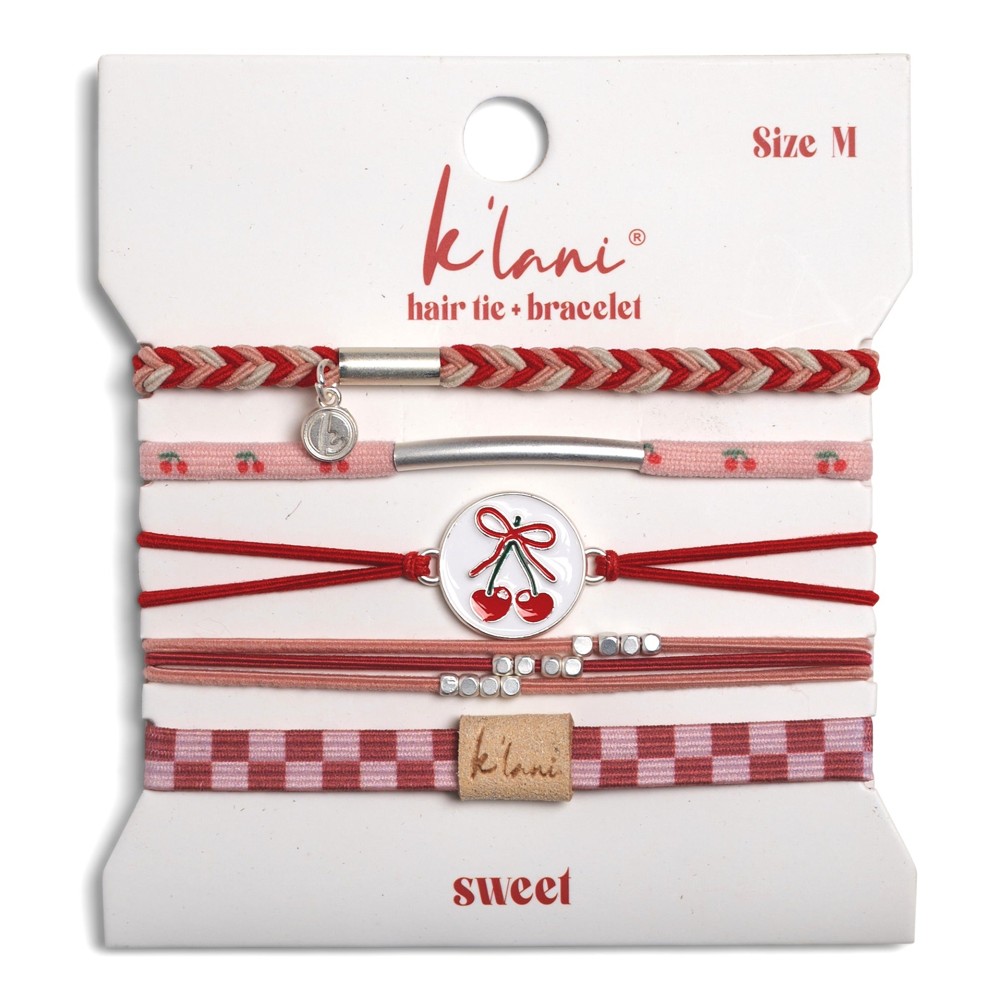 "Sweet" Pink Cherry Hair Tie Bracelets