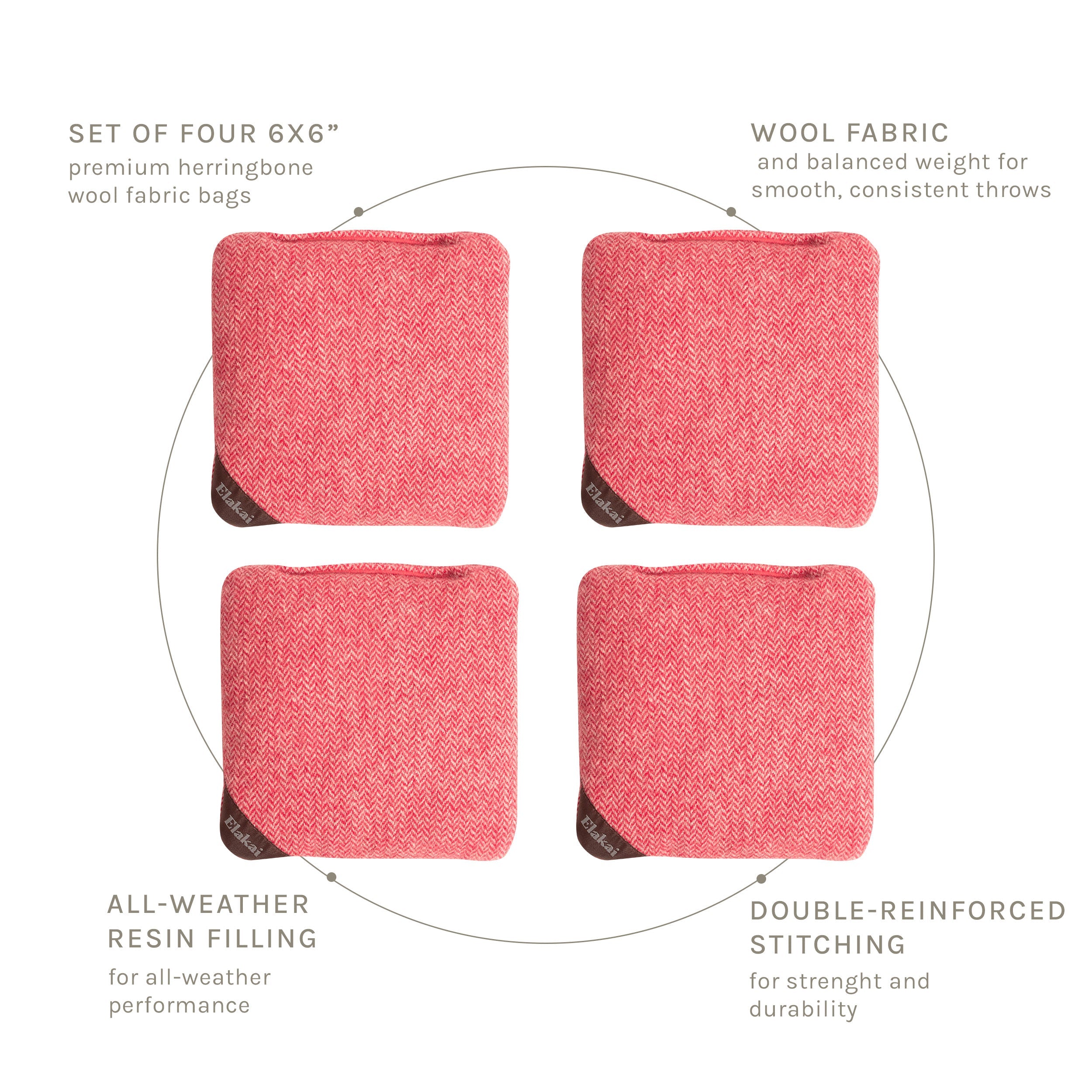 6-in Herringbone Cornhole Bags | Premium All-Weather Collection
