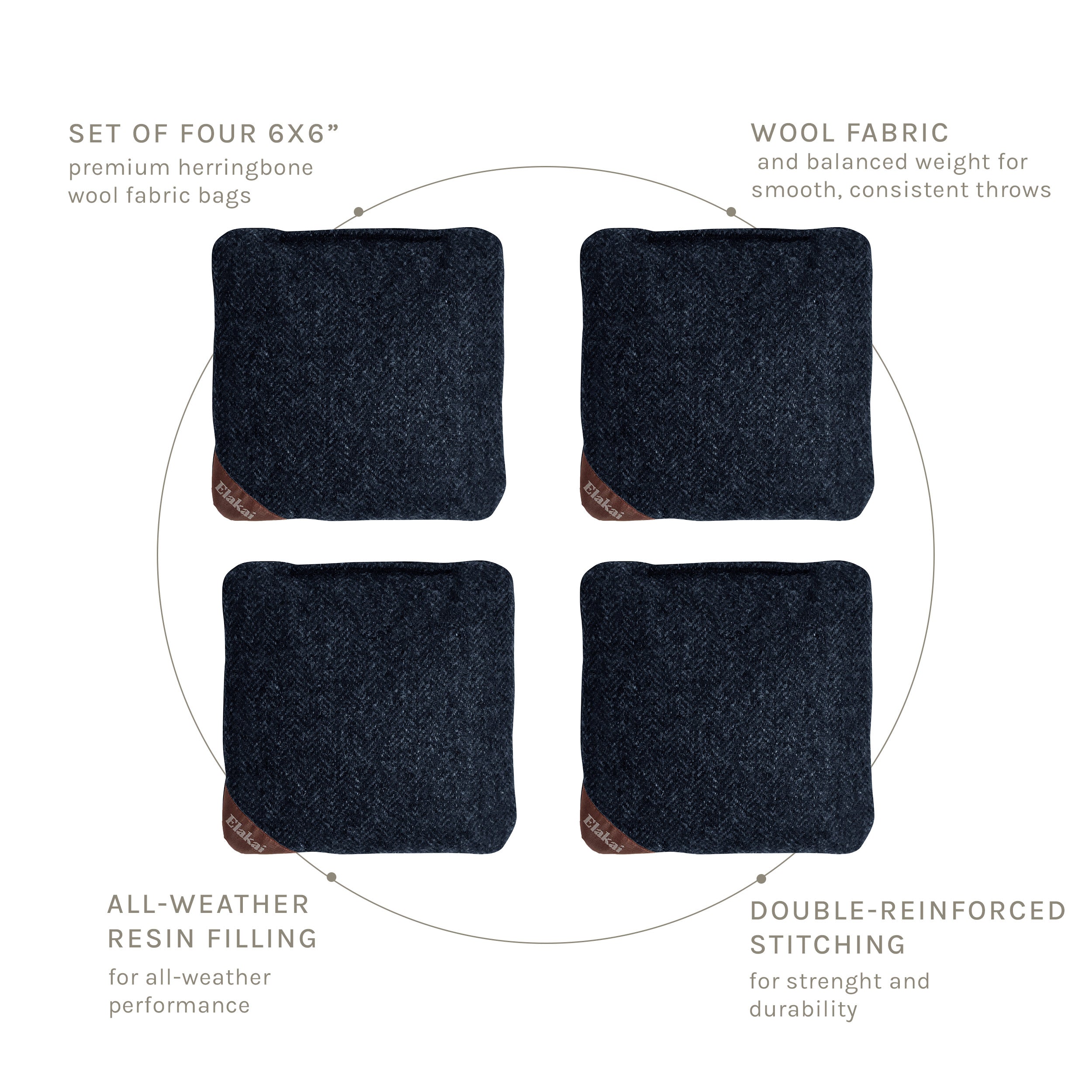 6-in Herringbone Cornhole Bags | Premium All-Weather Collection