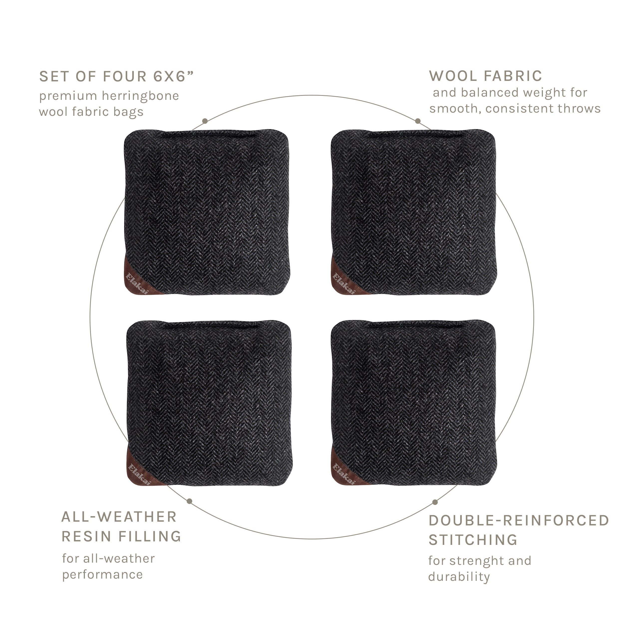 6-in Herringbone Cornhole Bags | Premium All-Weather Collection