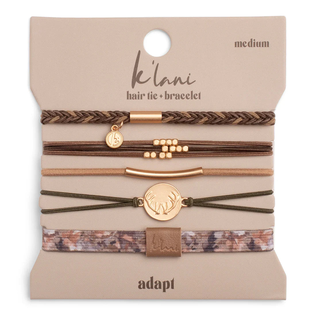 "Adapt" Camouflage with Antler Charm Hair Tie Bracelets