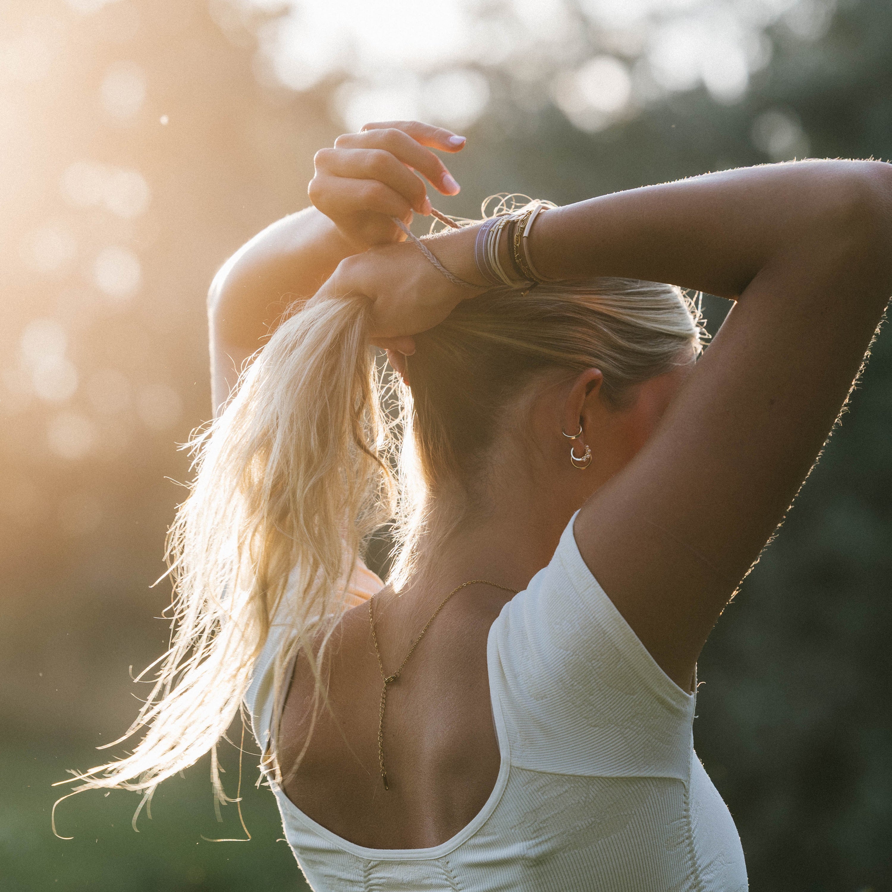 "Faith" Warm Neutrals with Gold Cross Hair Tie Bracelets