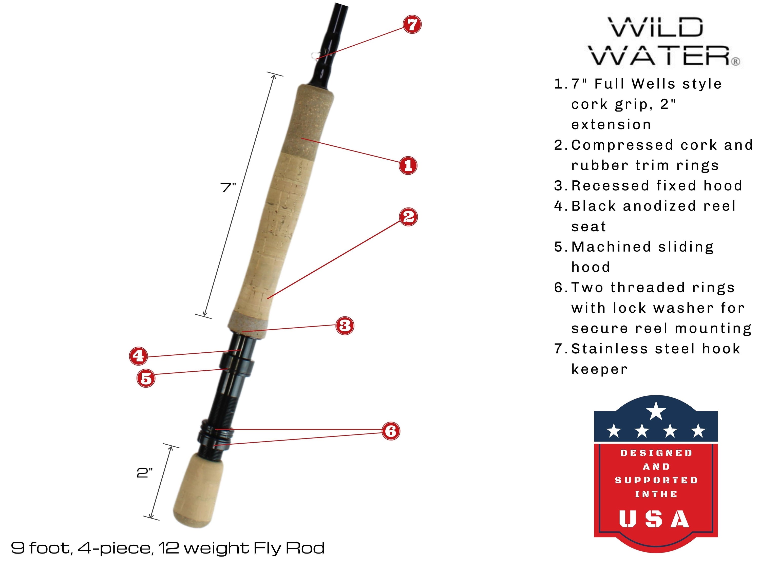 12 weight Fly Rod, 9ft | 4-piece | Wild Water Fly Fishing