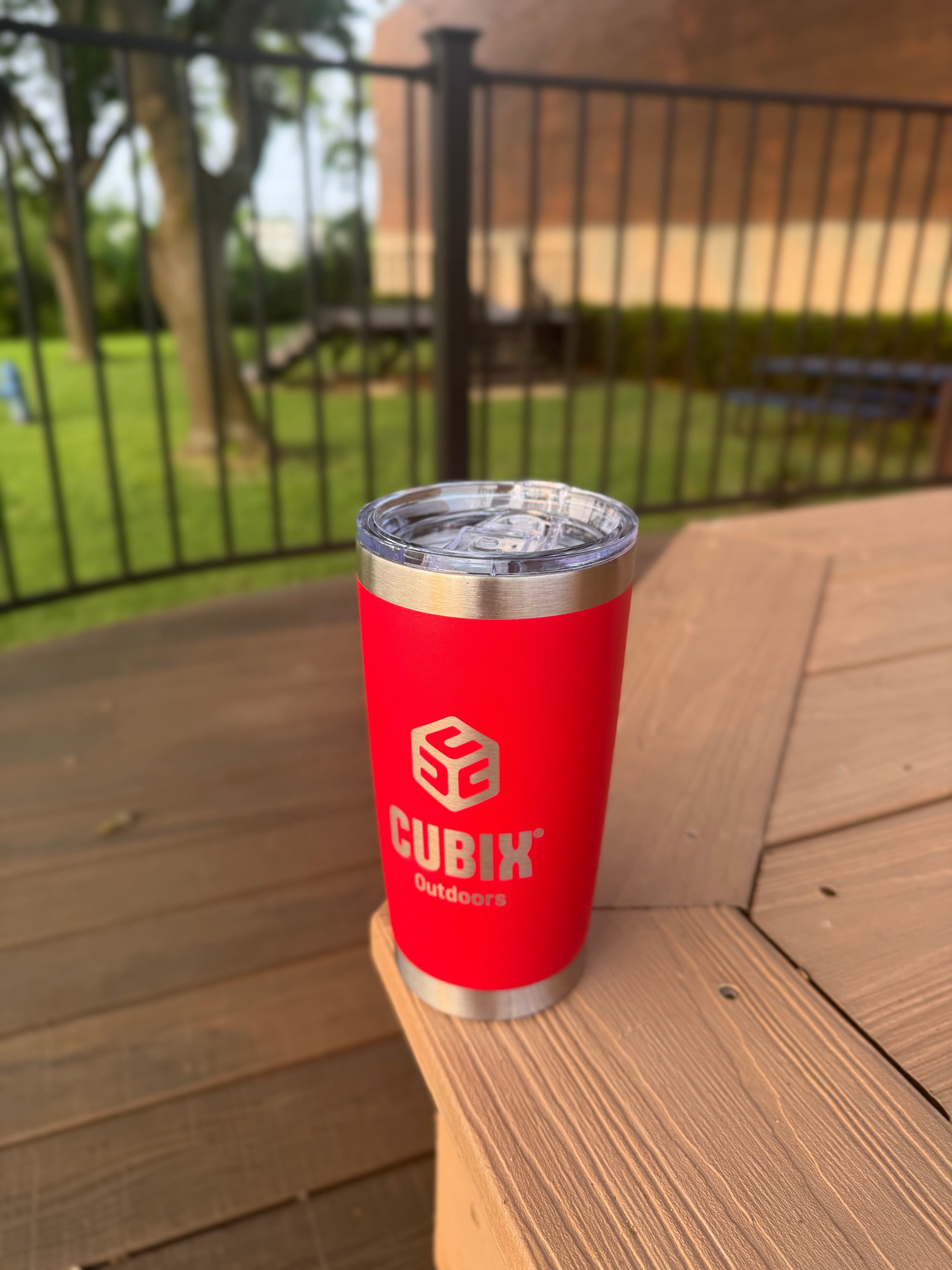 Cubix Outdoors 20oz Insulated Tumbler with Sliding Lid — Stainless Steel, Keeps Drinks Hot or Cold