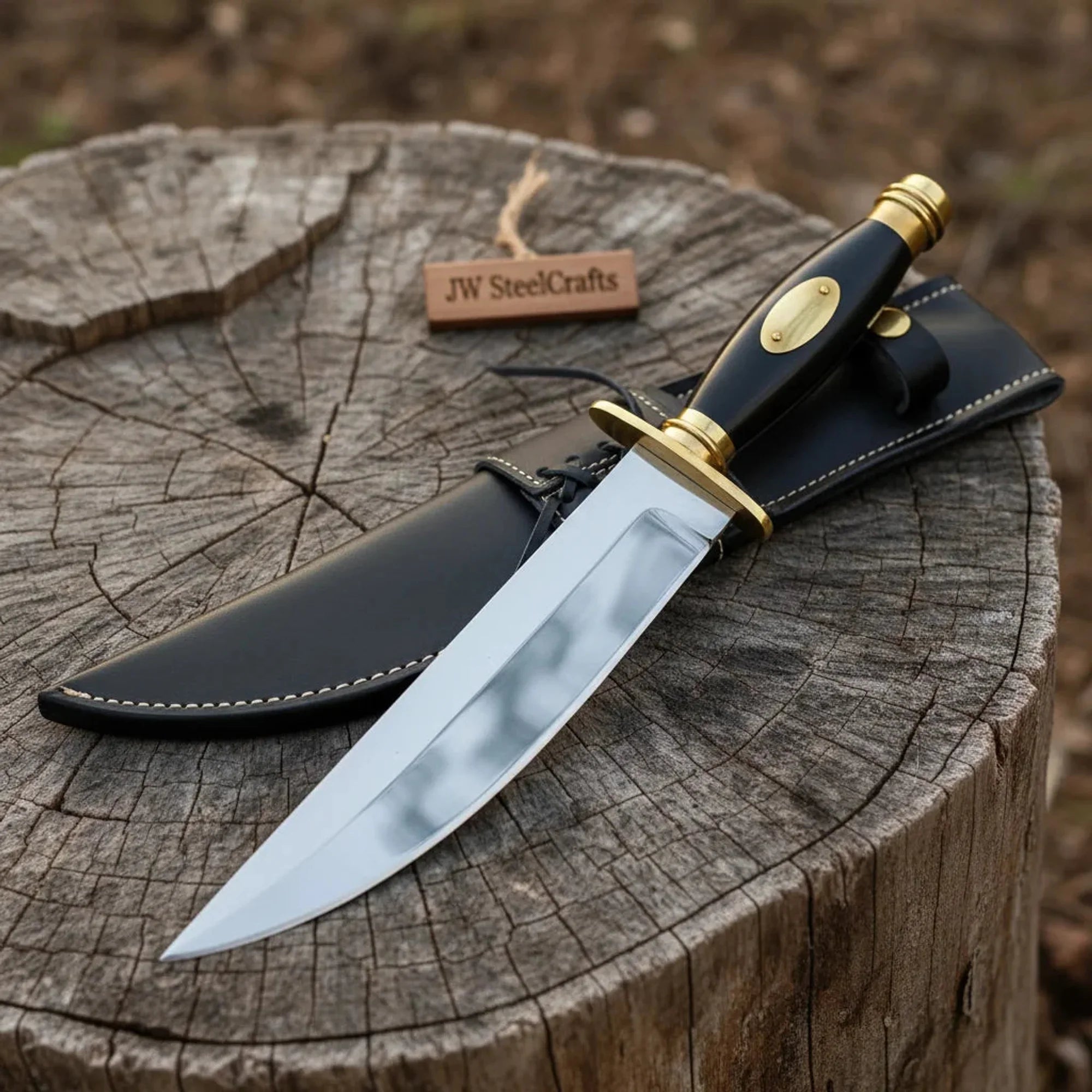 Classic American Clip Point Bowie Knife Fixed Blade 9 Inch Hunting Knife with Guard