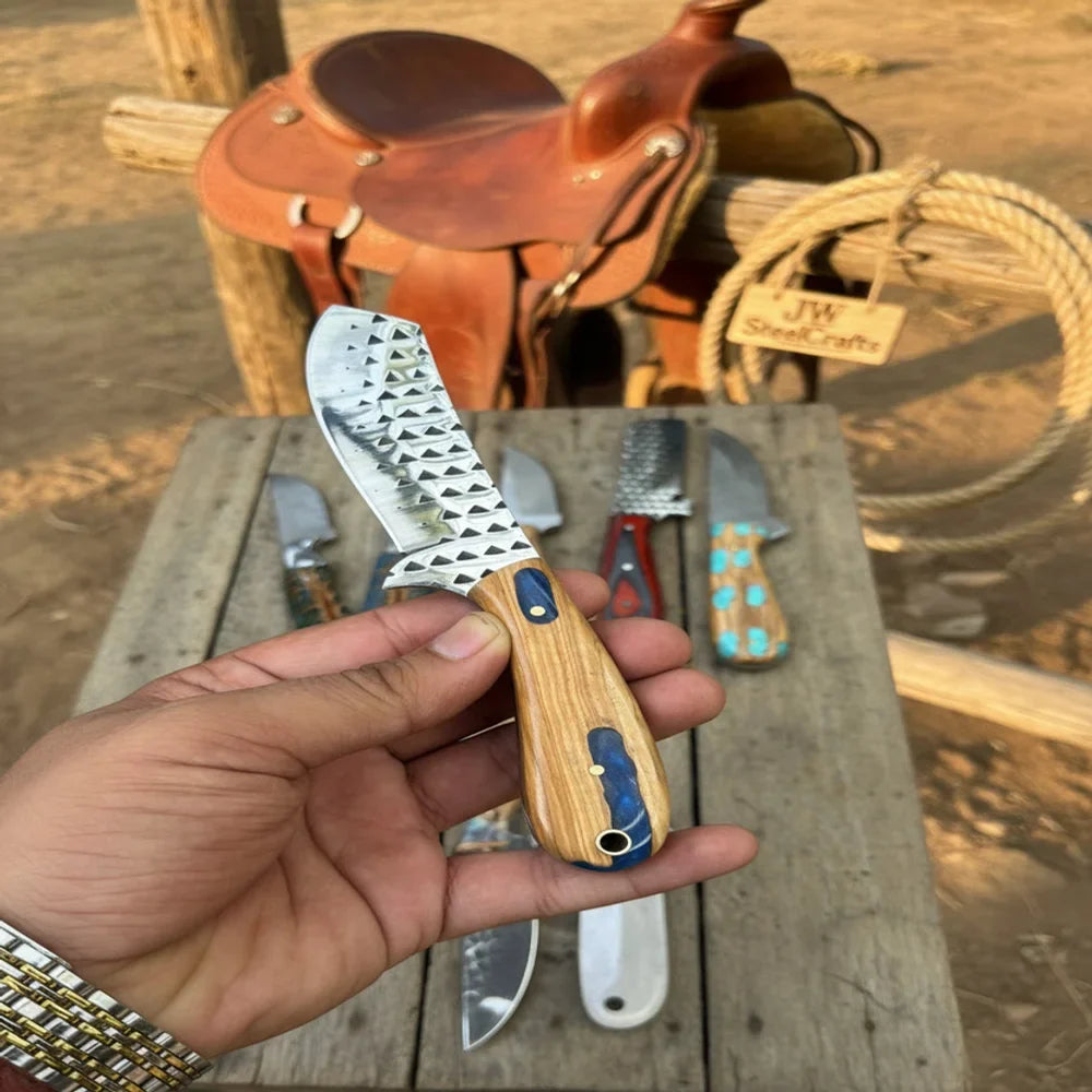 Ranchland Blade Collection Handmade Set of 8 Damascus Steel Knives