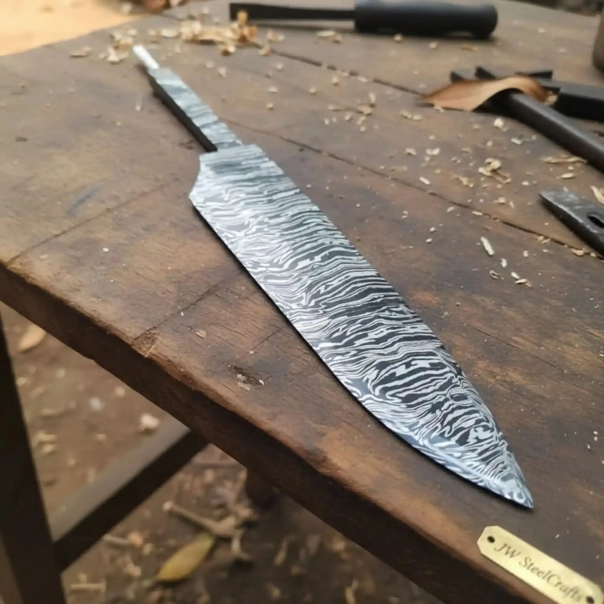 Handmade Fire Pattern Damascus Chef Knife with 12 inches Length