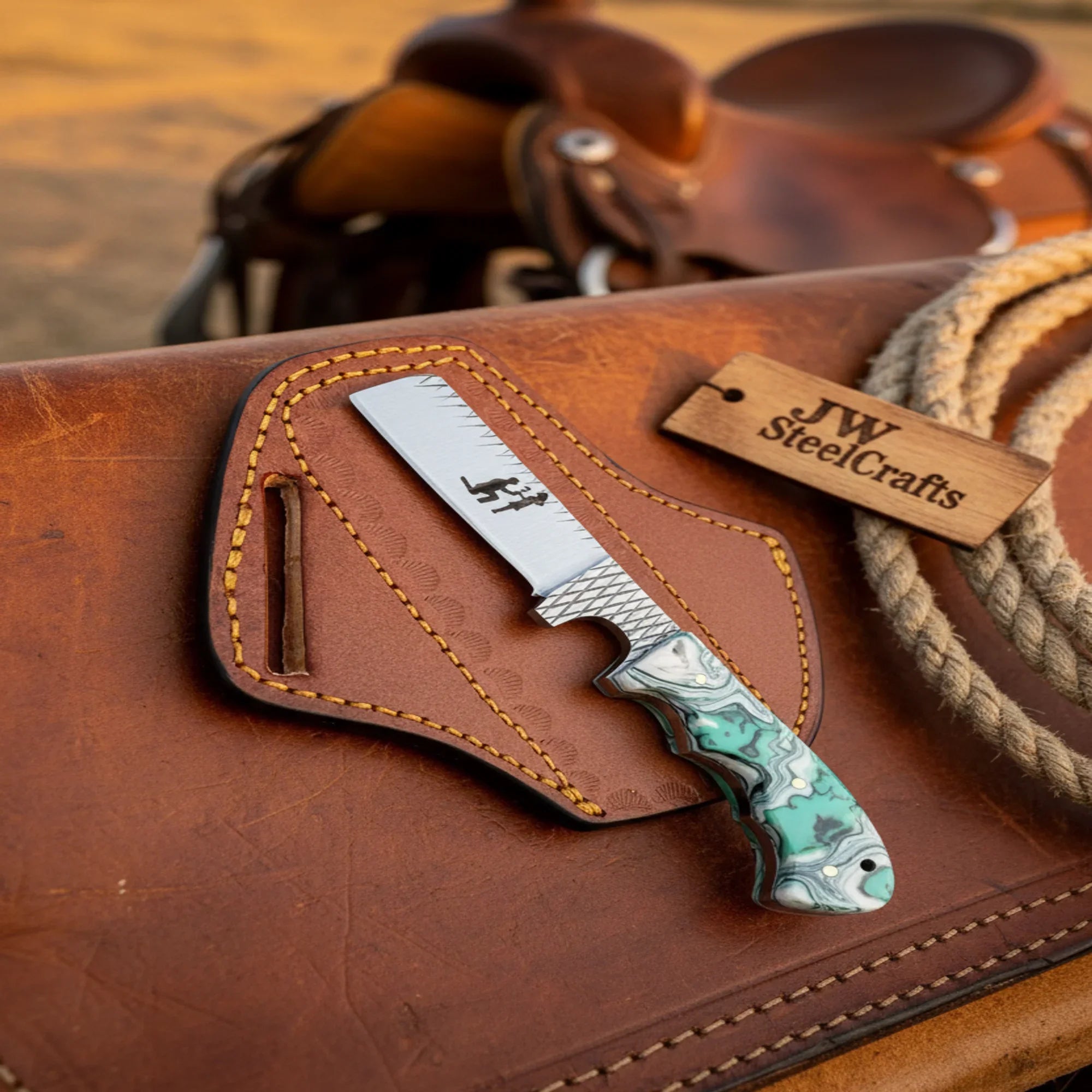 Personalized Rasp Steel Knife 7" Overall Resin Handle Proposal Engraving