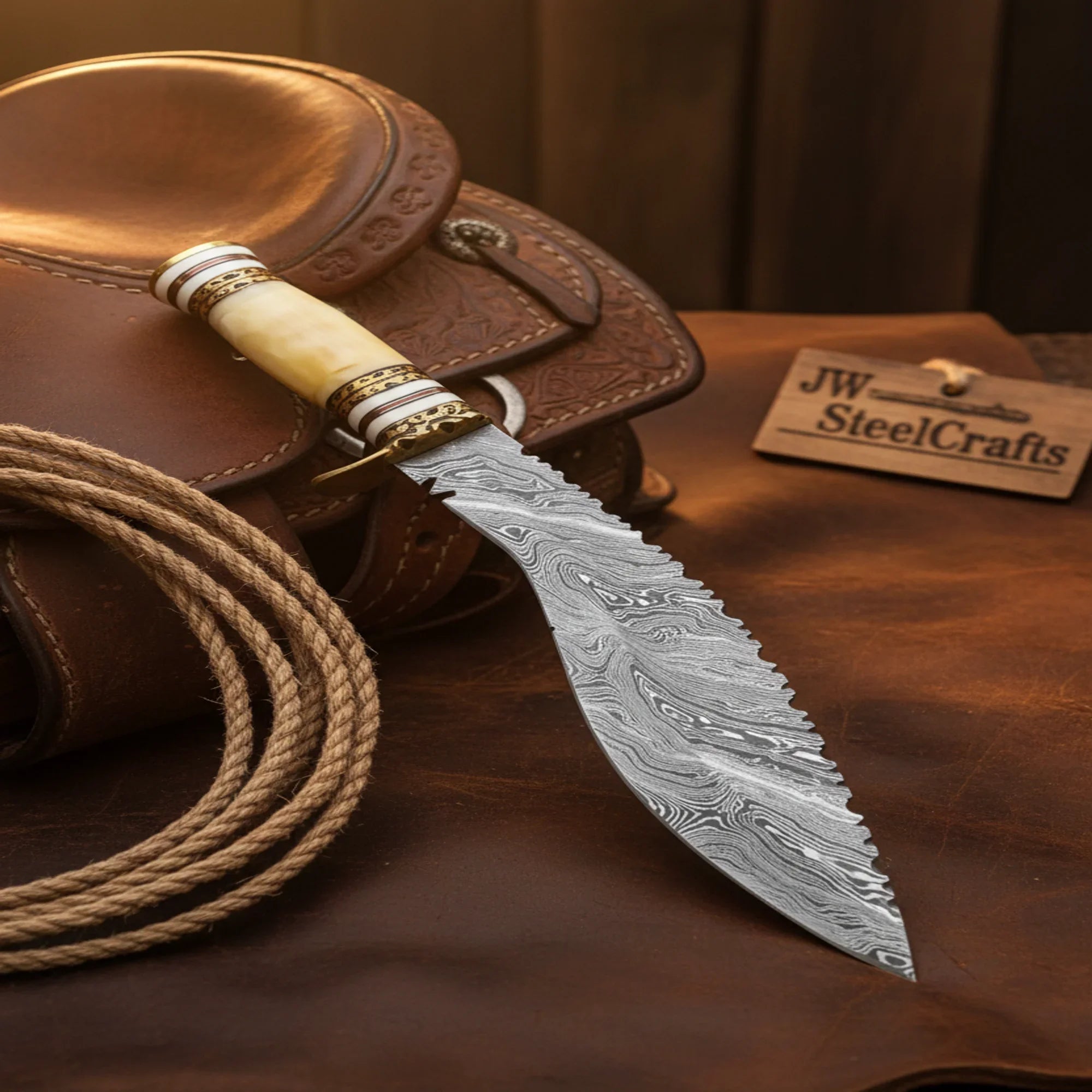 Eagle Kukri Hunting Knife with Camel Bone Handle