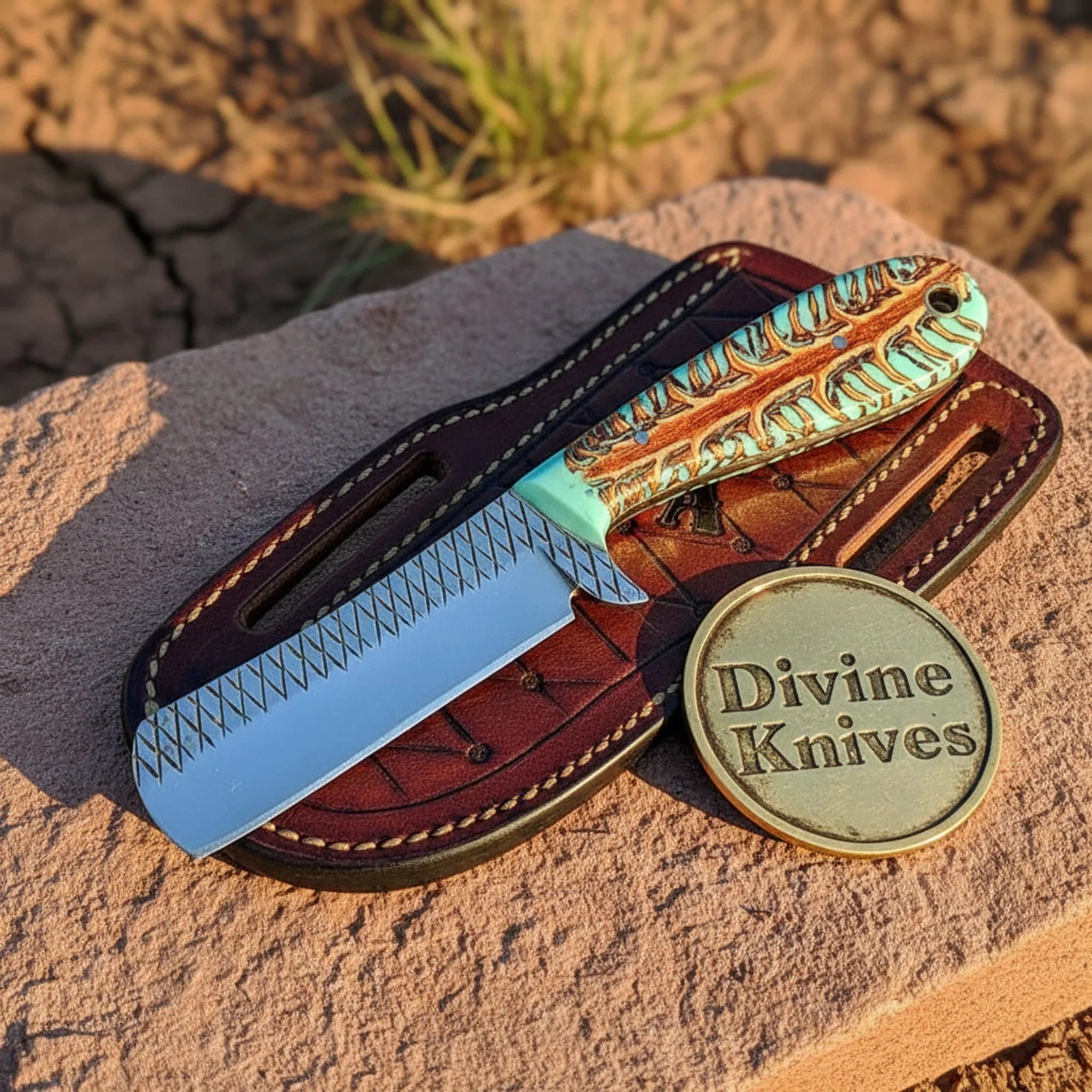 Bone Handle Damascus Straight Razor for Classic Shaving
