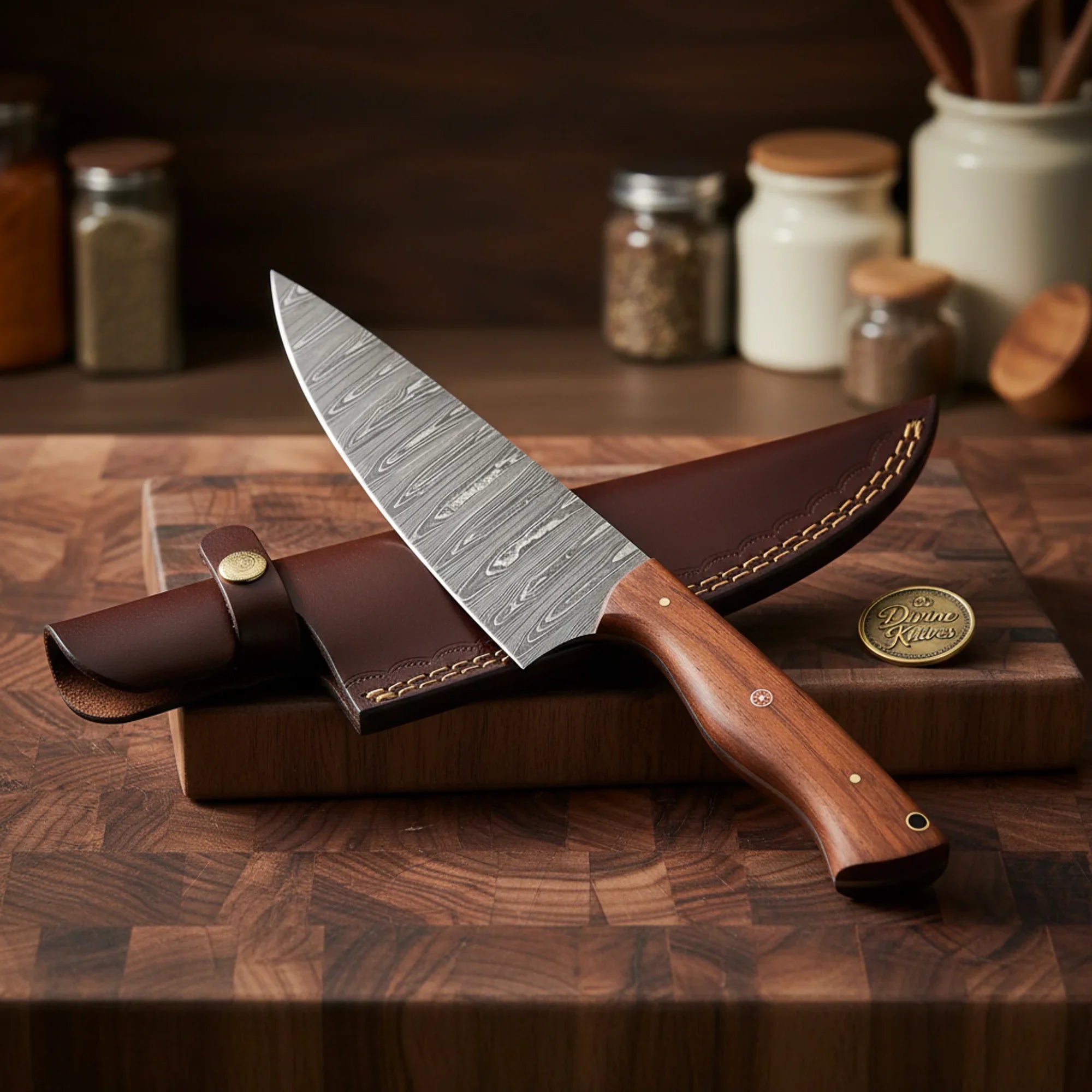 Premium Damascus Chef Knife Set with Genuine Stag Handle