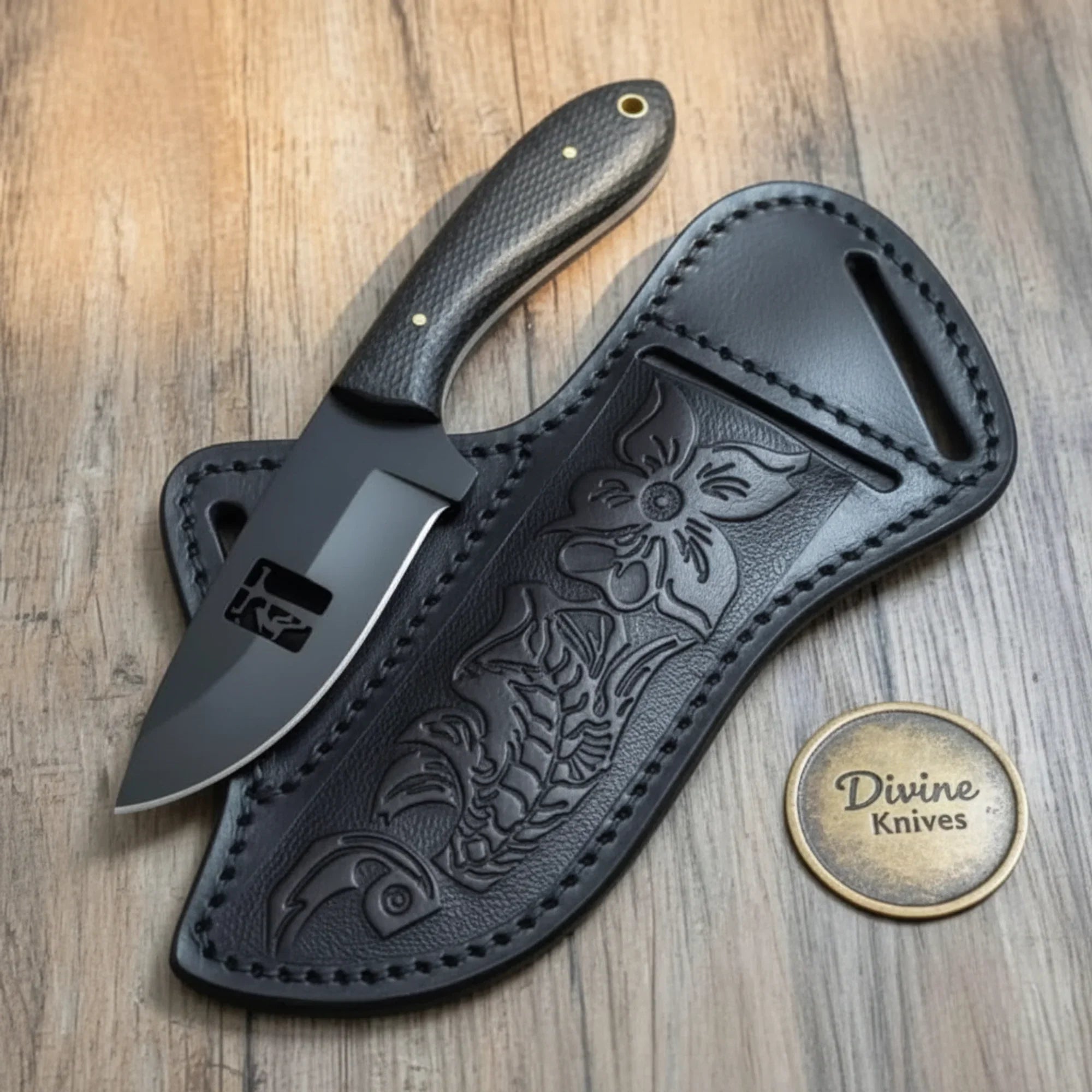 Christian Cross Cowboy Knife with Black Micarta Handle – Faith-Themed Outdoor Tool & Gift