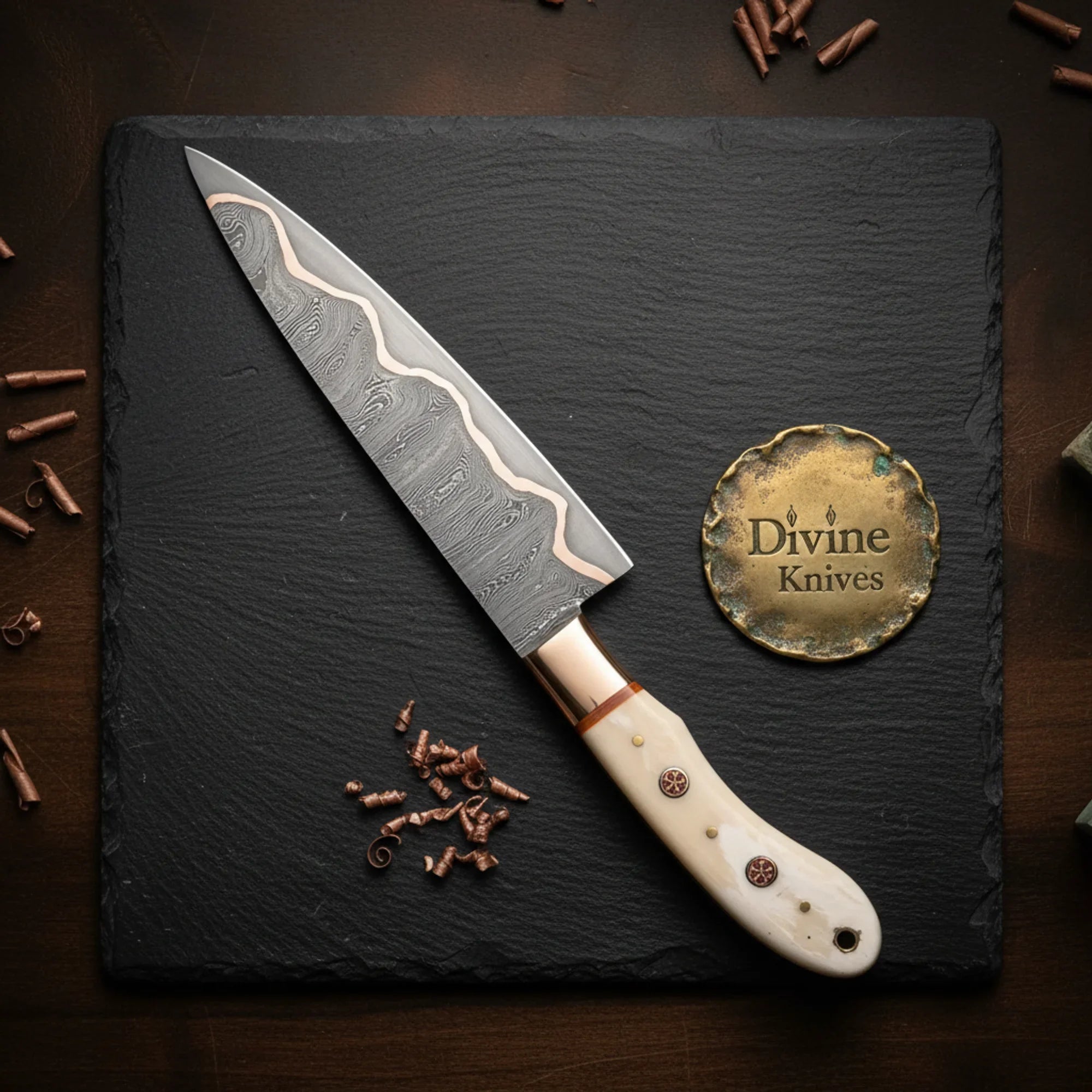 Handcrafted Damascus Steel Chef Knife with Rosewood Handle