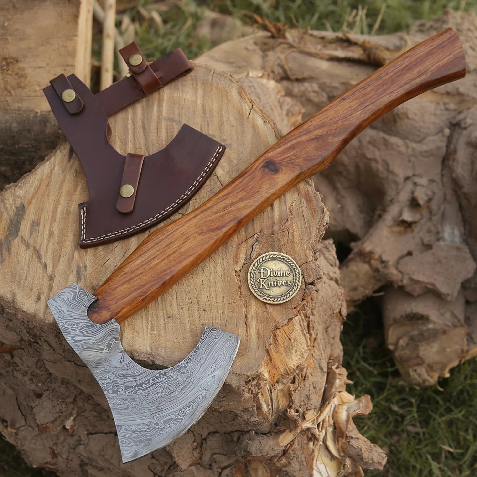Handmade Damascus Viking Axe — Bearded Hatchet