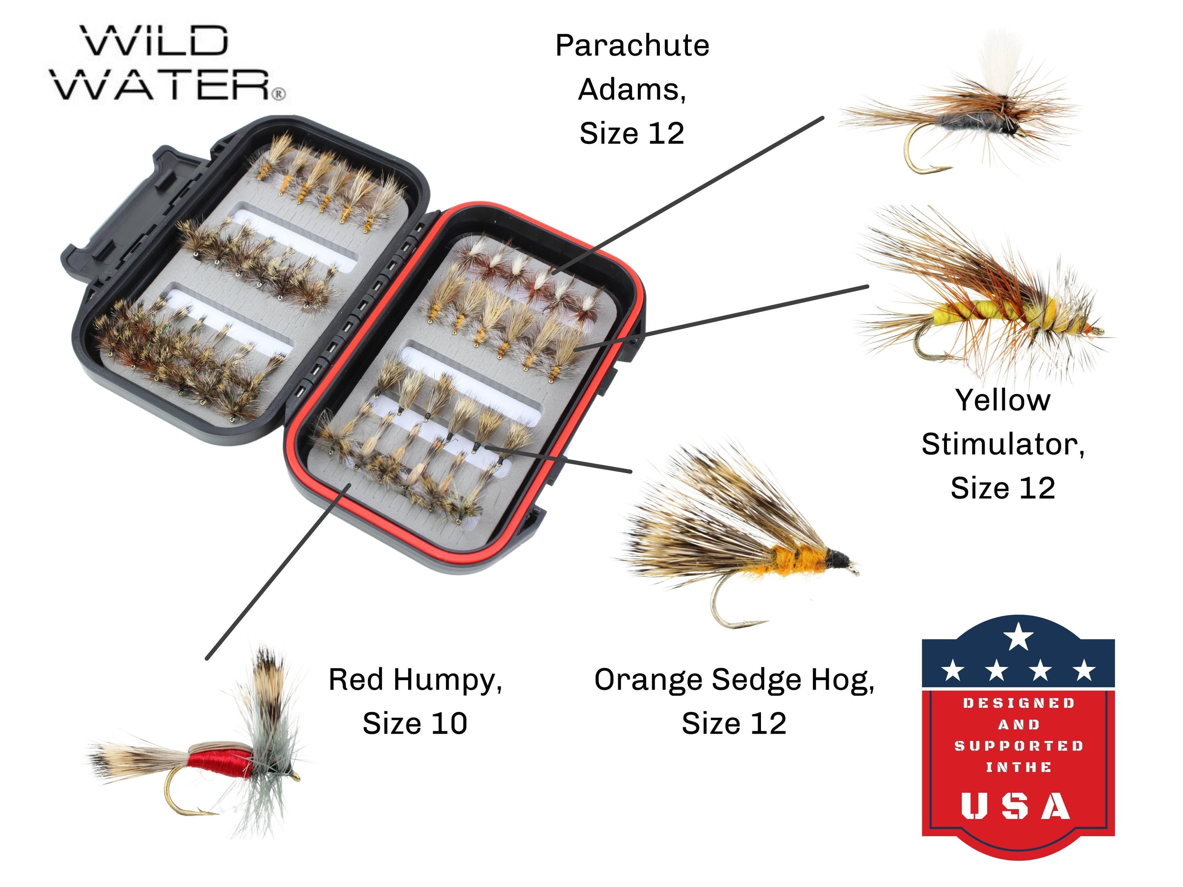 Attractor/Trout Stimulator Fly Assortment, 42 Flies | Fly Box | Wild Water Fly Fishing