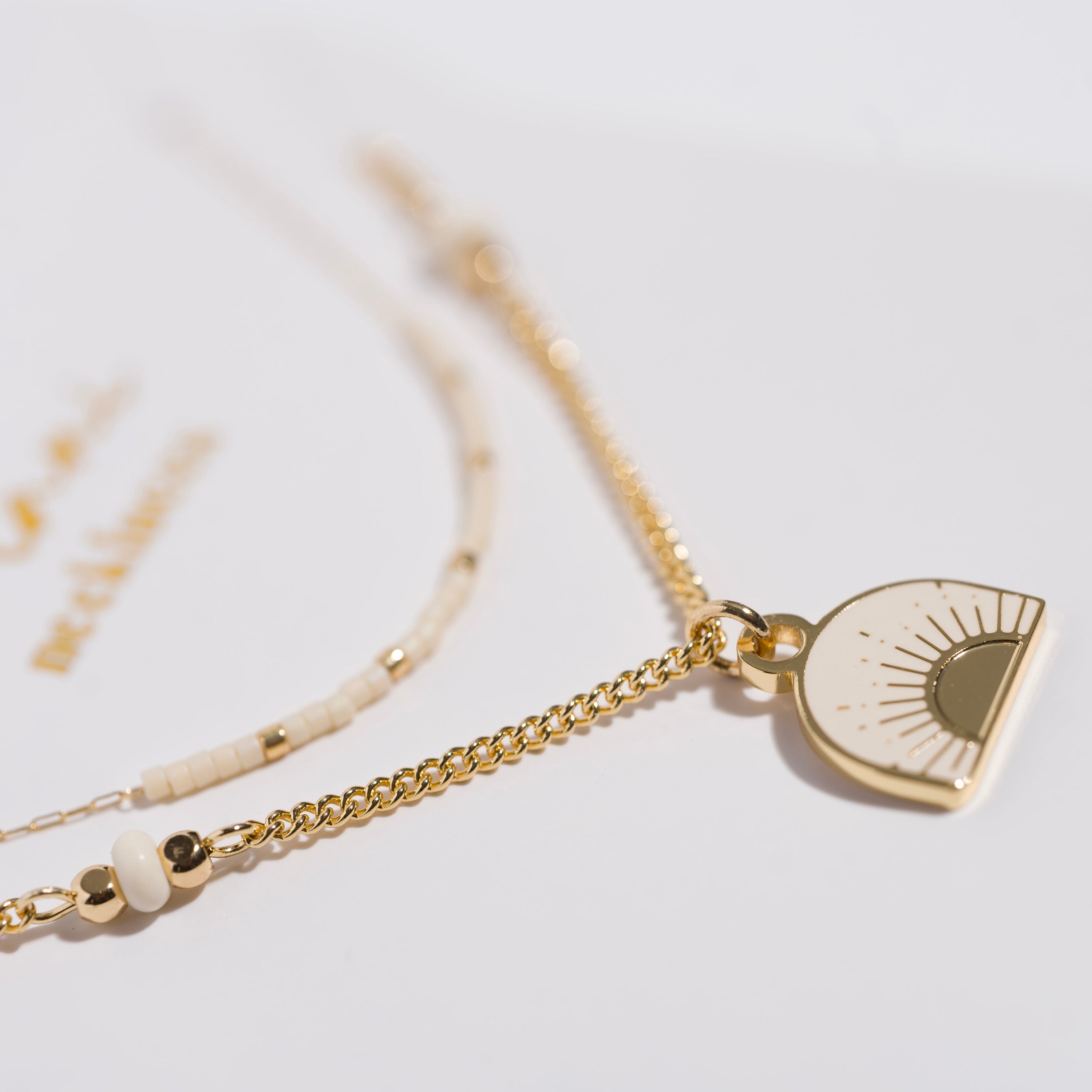 "Rise" Gold & Cream Sunrise Necklace Set