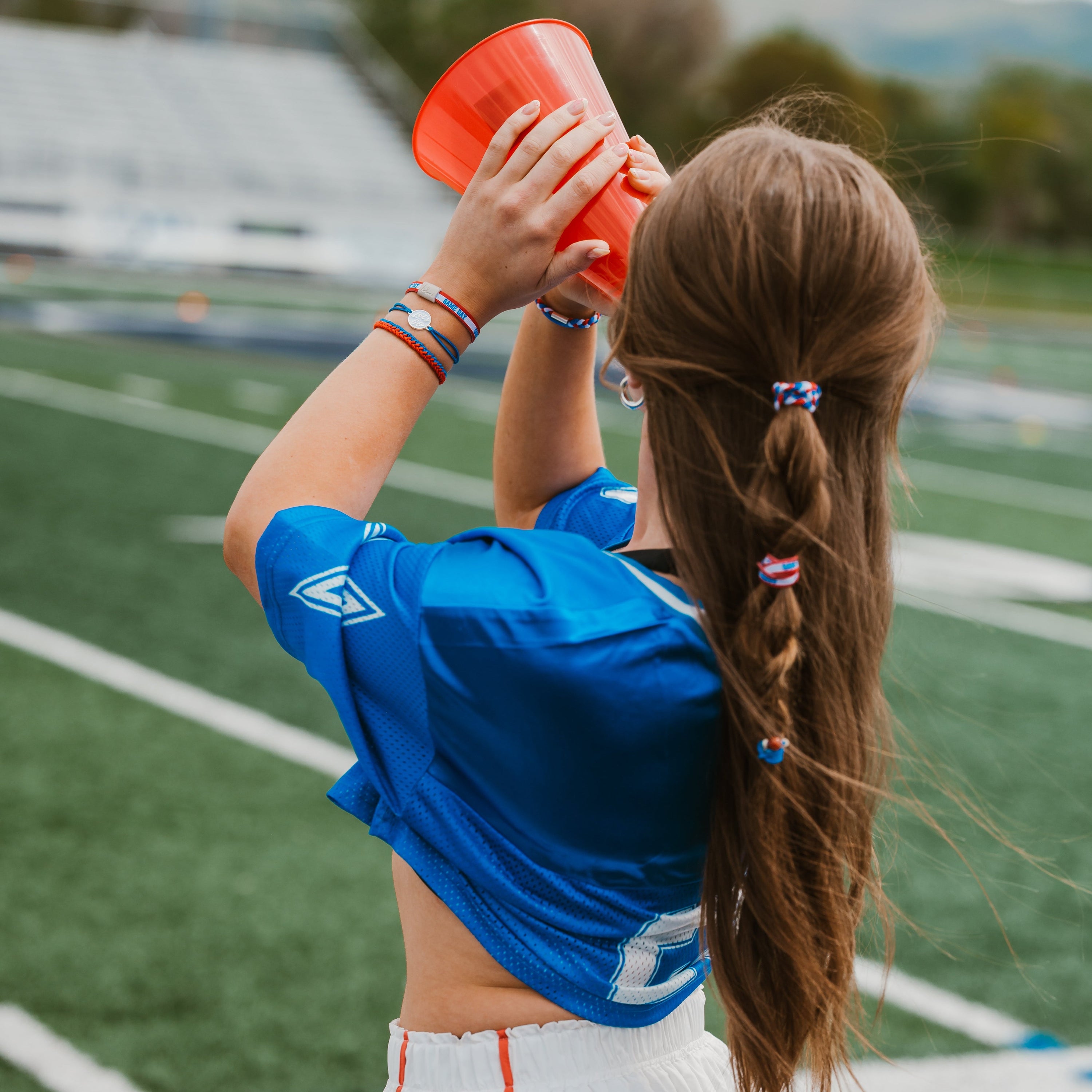 "Game Day" Red, Blue & White Hair Tie Bracelets